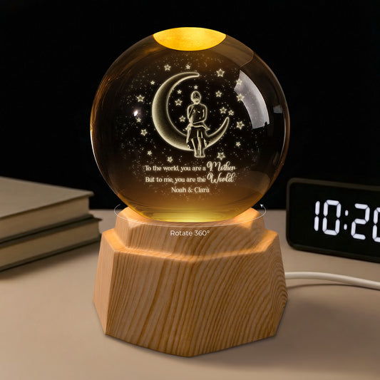 7988LUS1 personalized 3d crystal ball lamp to the world you are a mother 7988lsfma