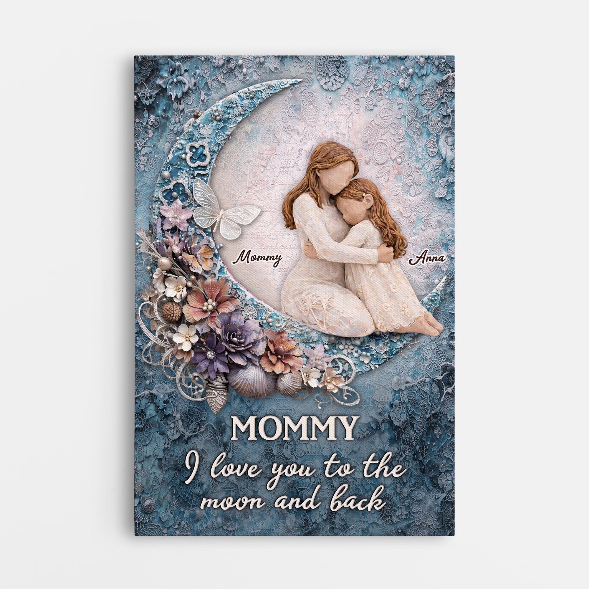 I Love You To The Moon And Back Wall Art - Custom Canvas for Mom/Dad ...