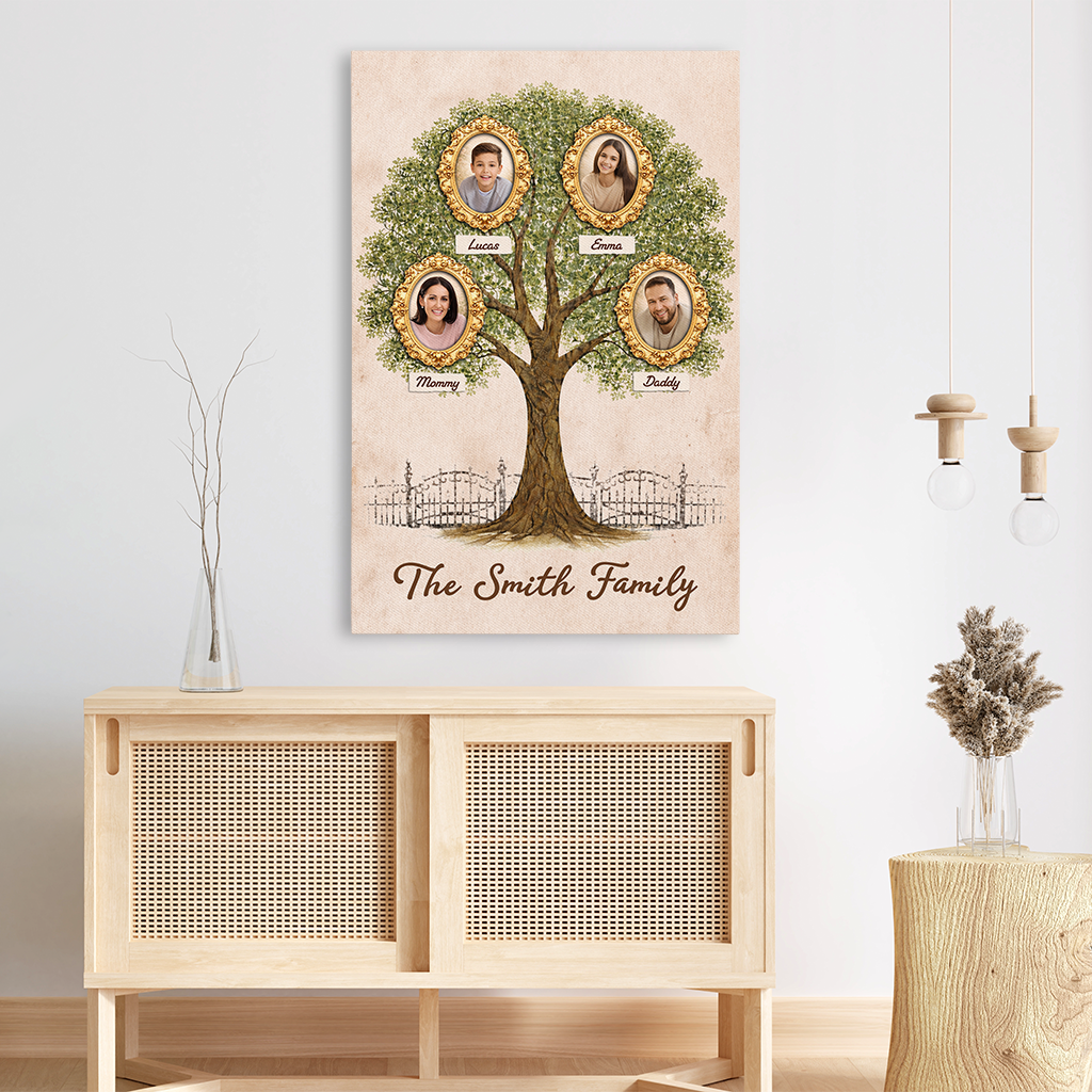 8009CUS3 family tree canvas wall art_ with photos custom gifts for a family 8009c6fwi