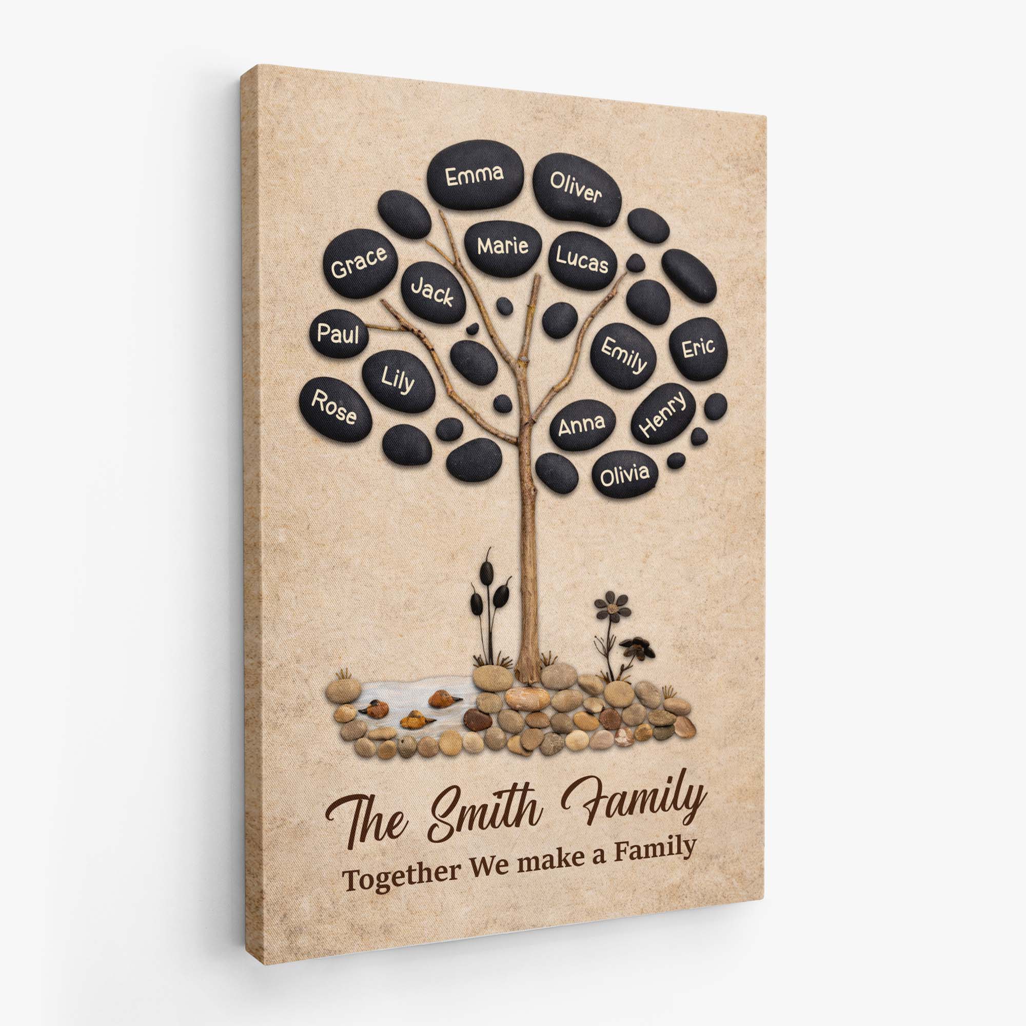8011CUS2 our family love is rock solid canvas personalized family name wall art_ 8011c6vti