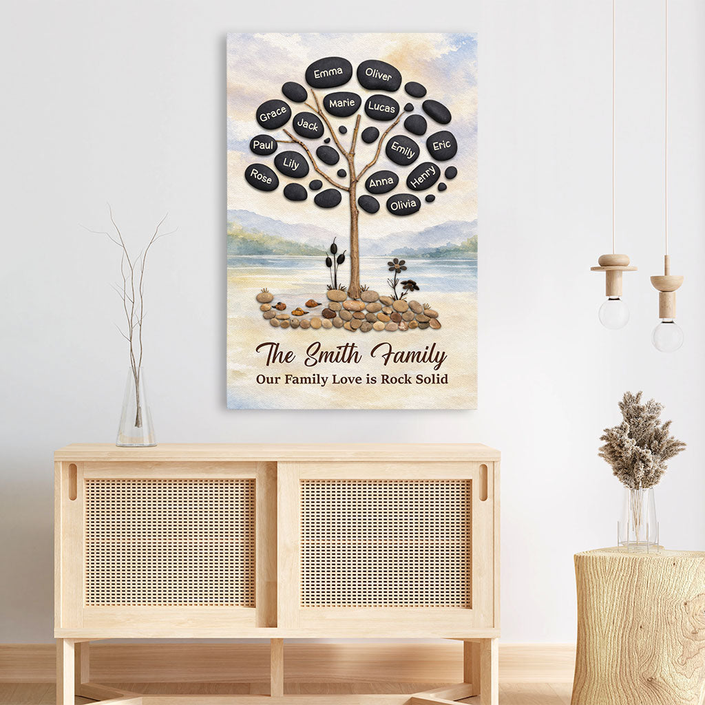 8011CUS3 our family love is rock solid canvas personalized family name wall art_ 8011c6vti