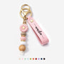 8038MUK1 personalised uv printed beaded daisy flower keyring with name for her 8038mj8l5a