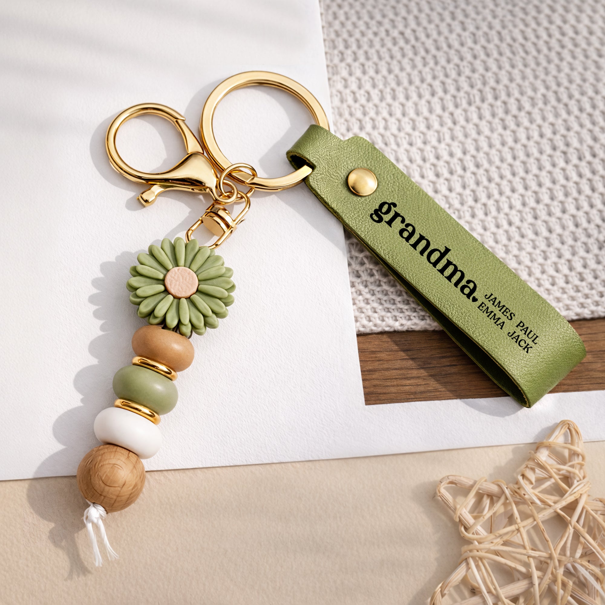 8039MUS2 uv printed daisy beaded keychain custom gifts for momgrandma 8039mj8pca