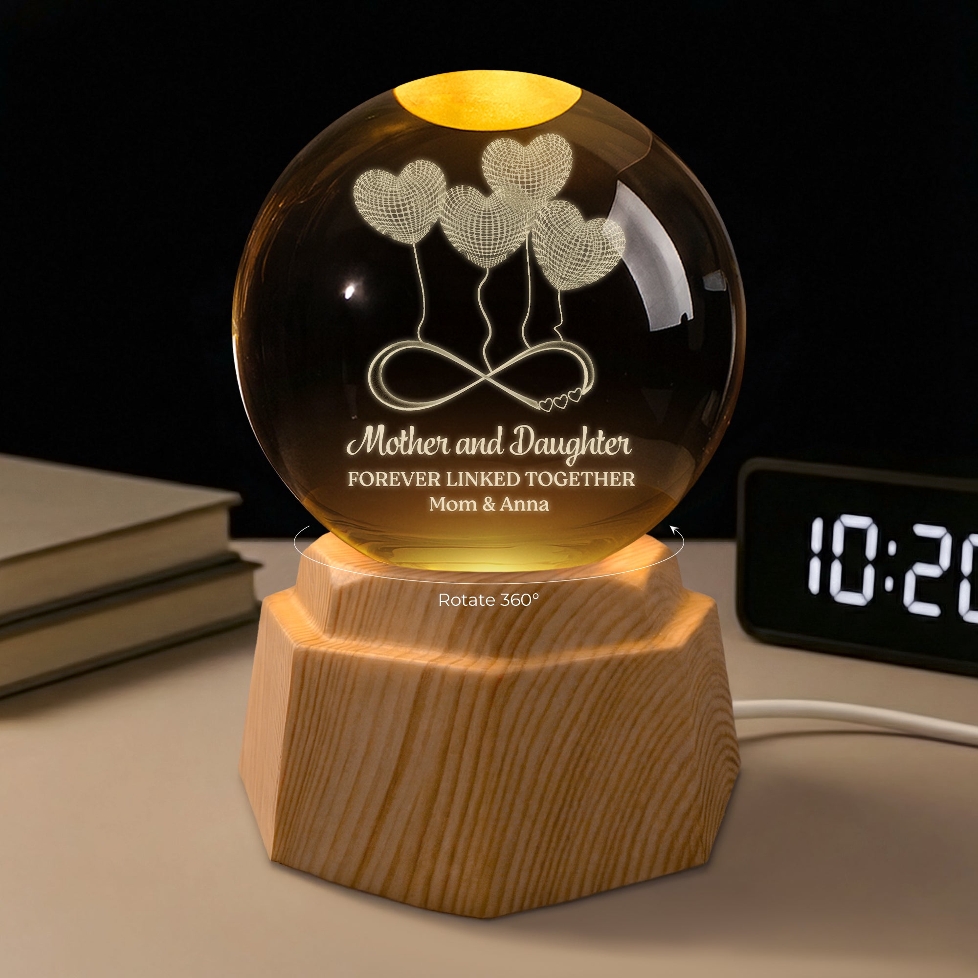 8058LUS1 custom 3d crystal ball lamp mothers and daughters forever linked together_ 8058l6qca