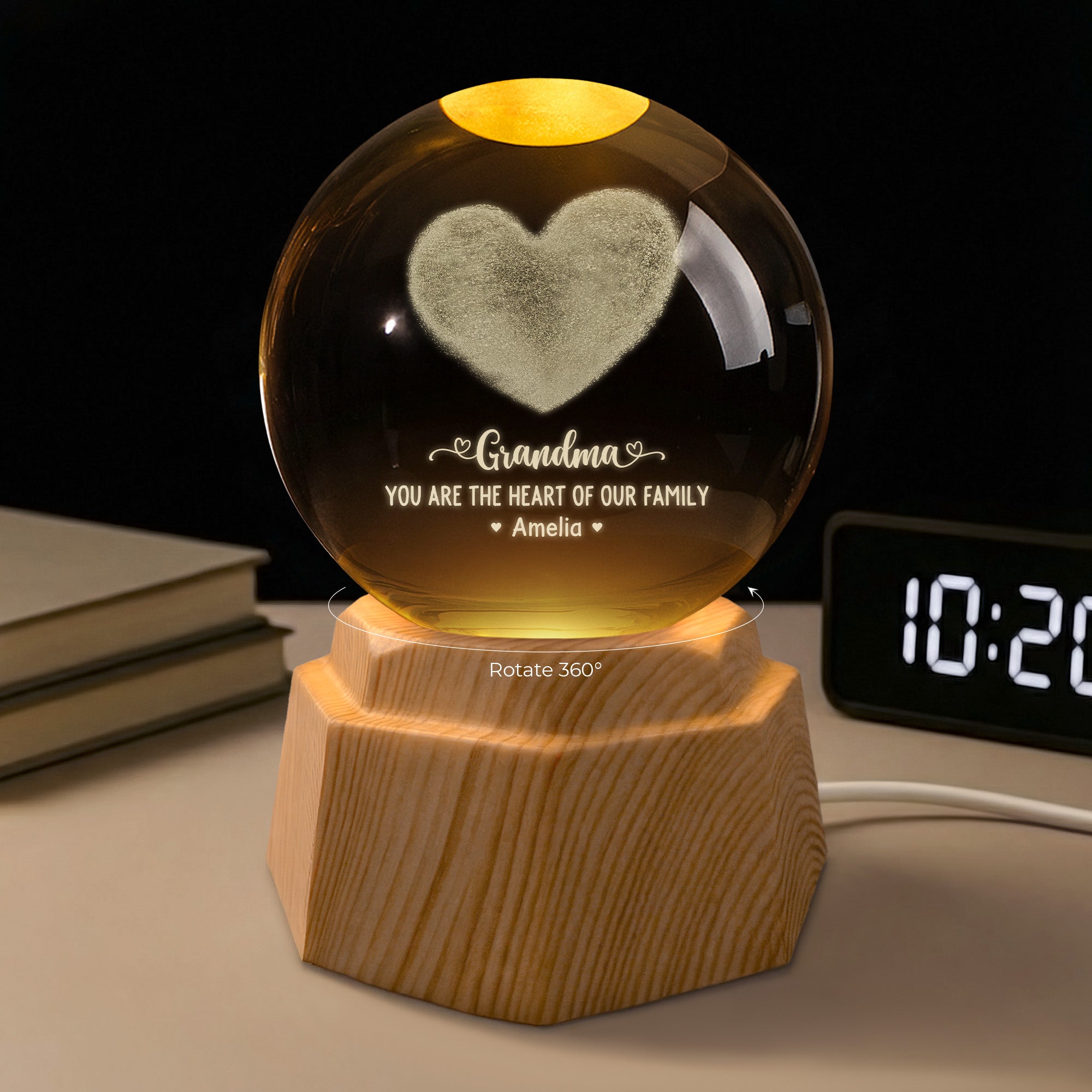8059LUS2 custom 3d crystal ball lamp dadmom you are the heart of our family_ 8059l6pma