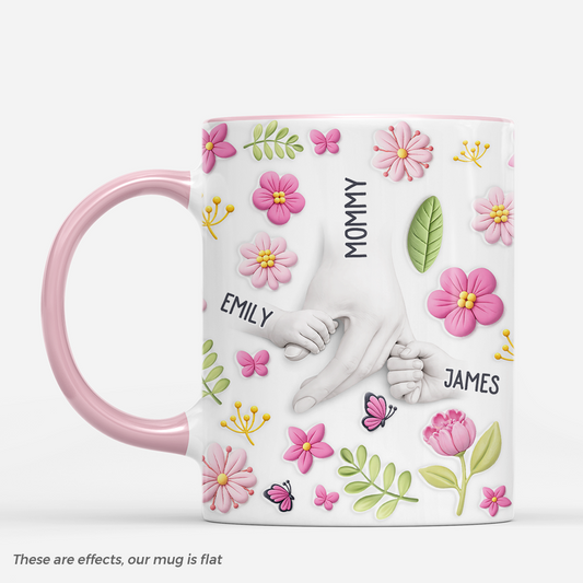 8095MUS1 3d printing effect pink floral ceramic mug custom gifts for momgrandma 8095m3faa