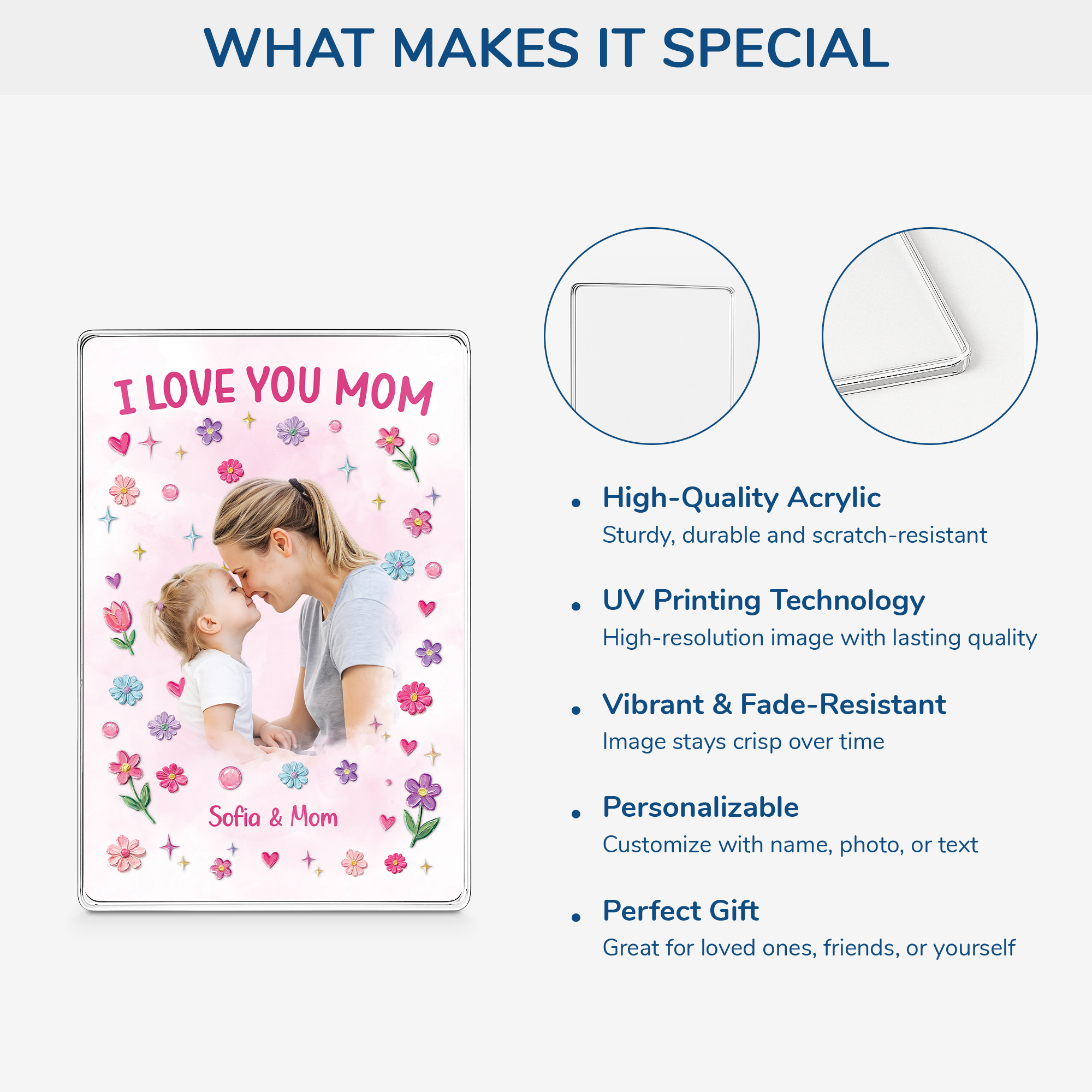 8100RUS4 i love you rectangle acrylic plaque with photo custom gifts for momdad 8100r8kaa