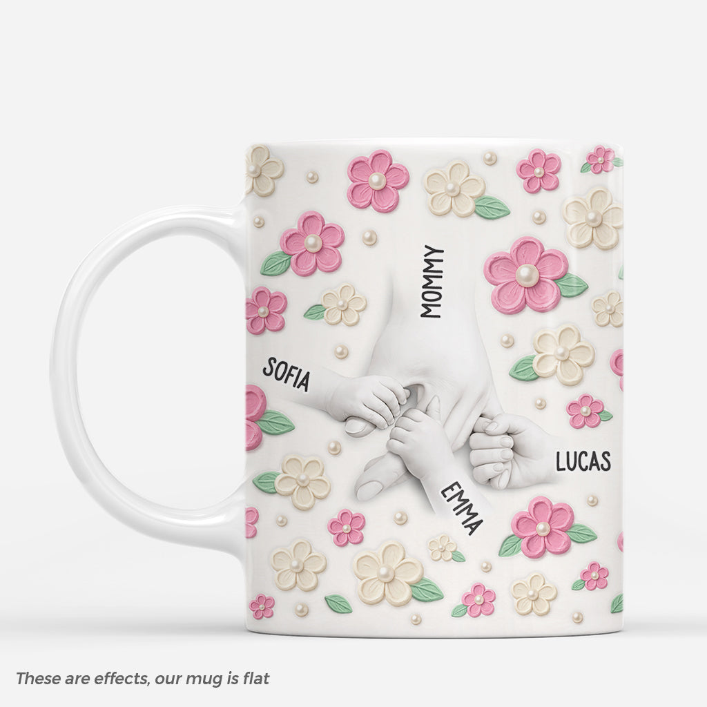 8118MUS1 3d printing effect pearl flower mug custom gifts for momgrandma 8118m6qca