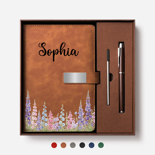 8121MUS1 leather notebook and pen set with name personal gifts for her 8121mo6pza