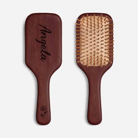 8125AUS1 engraved wooden hairbrush with name and flower custom gifts for her 8125aq6pca