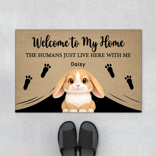 8143DUS1 personalized rabbit doormat welcome to my home doormat 8143dak5i_64adf3c3 cc7e 4520 b2ba 59a6260bed86