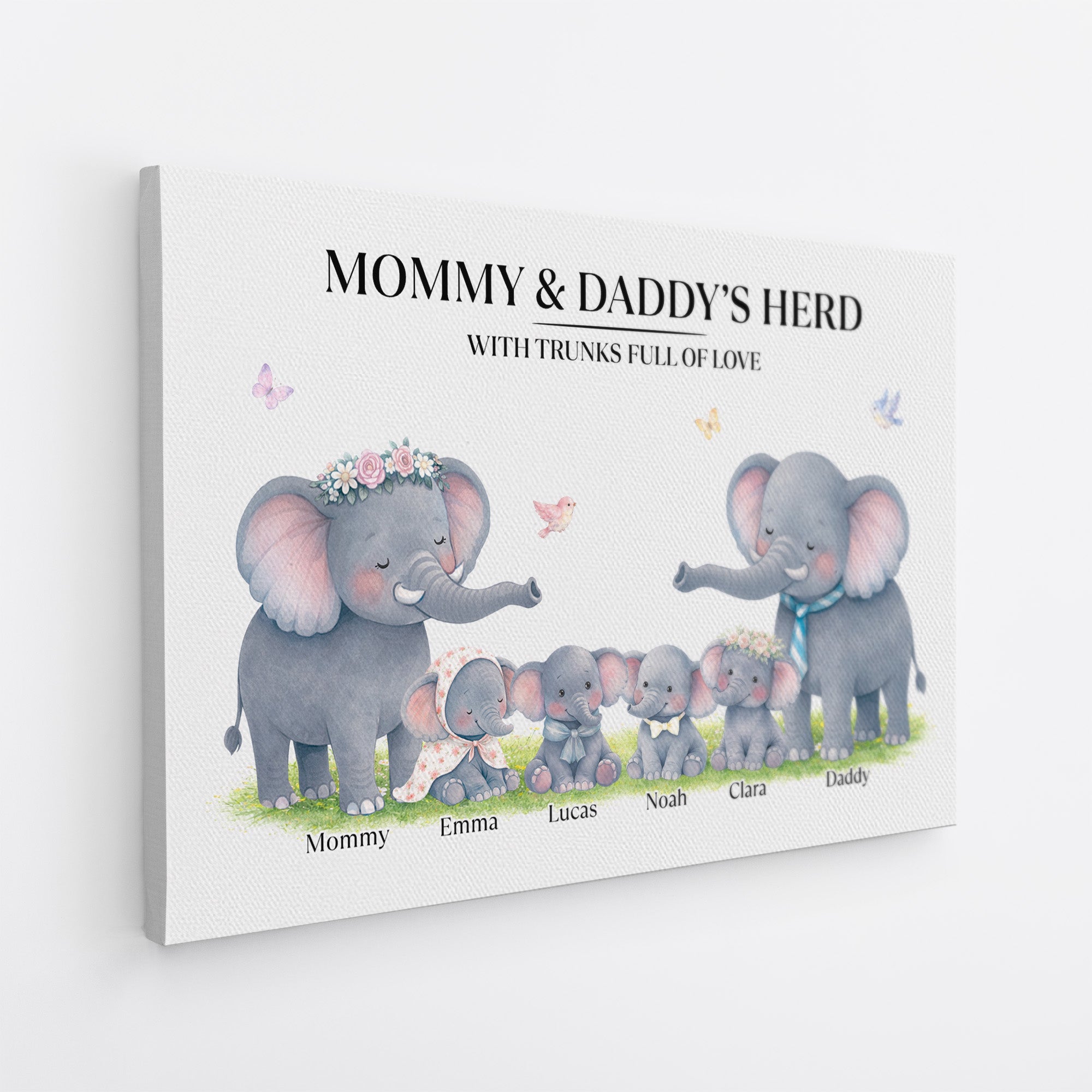 8168CUS1 elephant family wall art canvas personalized gifts for parents 8168cnvmi_2
