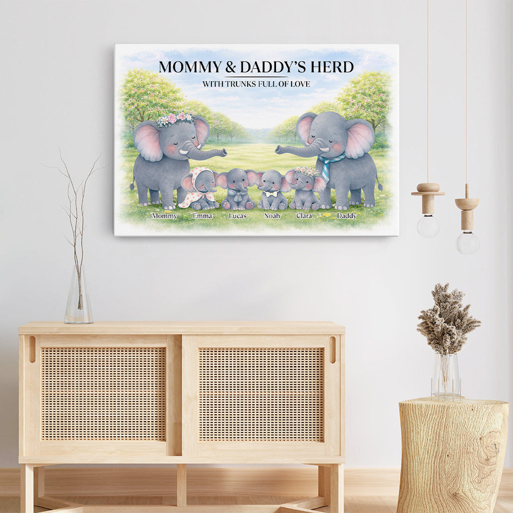8168CUS1 elephant family wall art canvas personalized gifts for parents 8168cnvmi_3