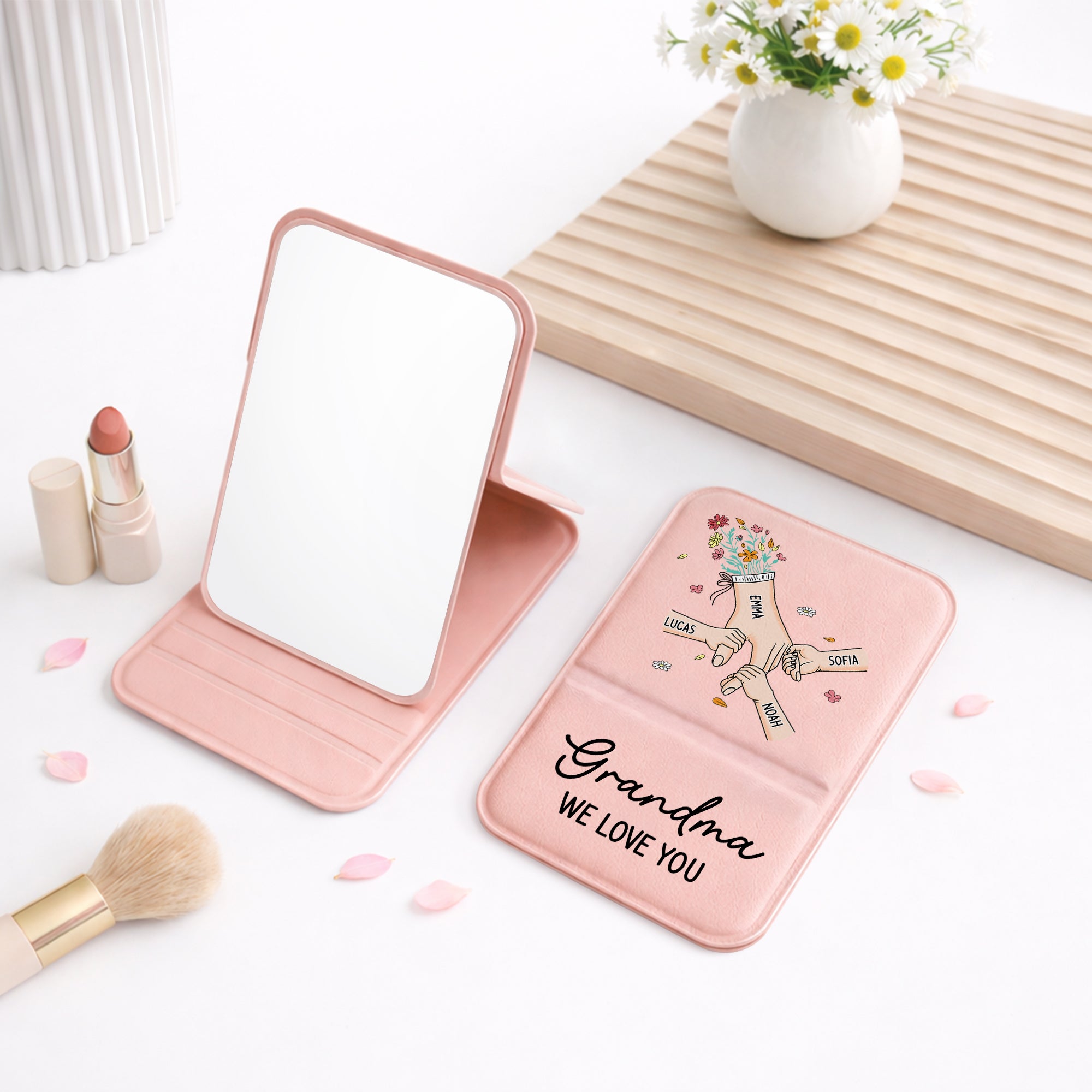 8227AUS2 hand in hand compact mirror personalized gifts for momgrandma 8227aj6paa