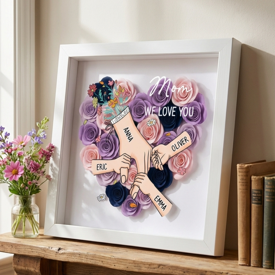 8227OUS05 hand in hand flower shadow box personalized gifts for momgrandma 8227o6p5a