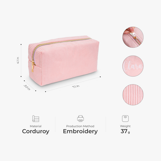8242AUS2 embroidered corduroy makeup bag with name personalized gifts for her 8242ab0p5a