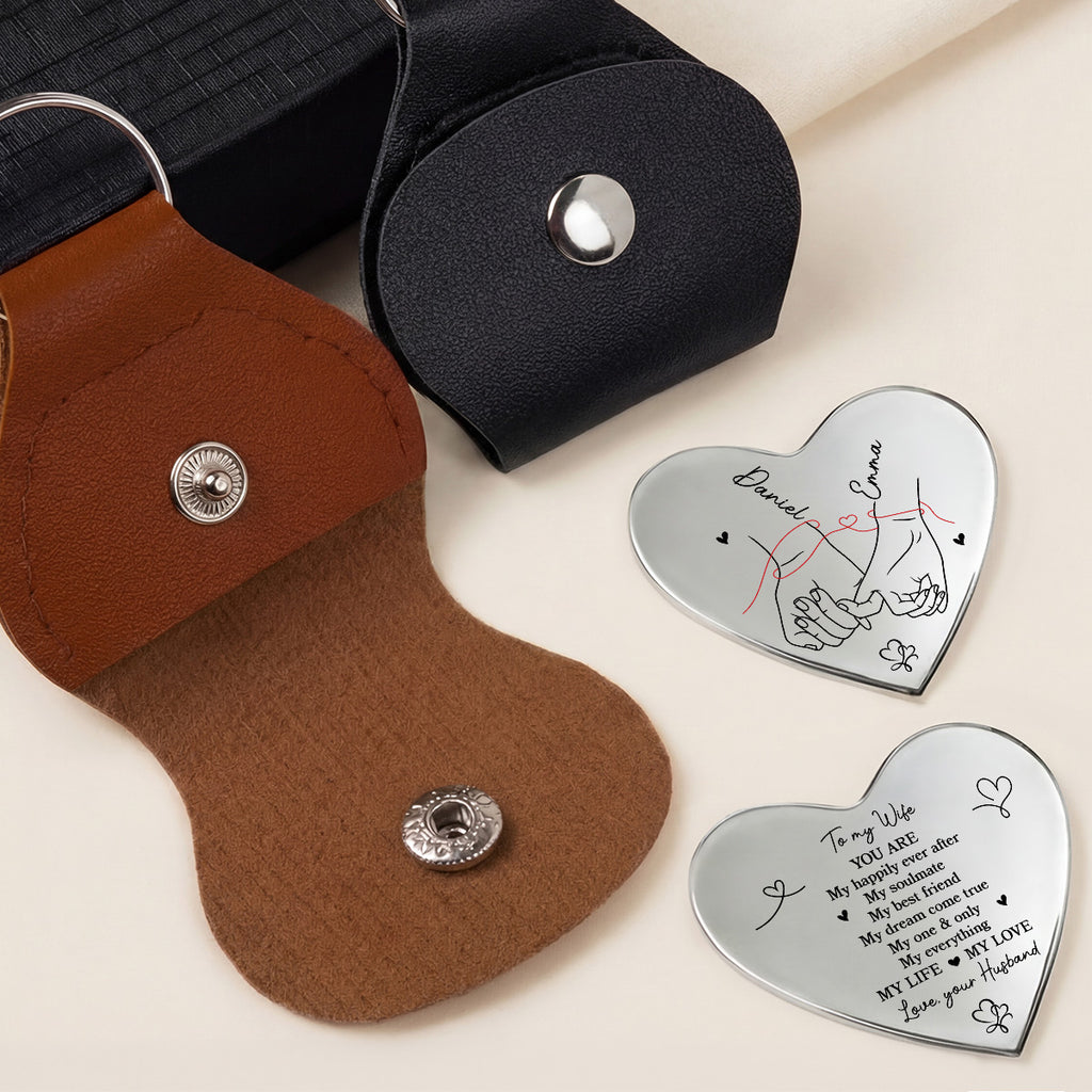 8270AUK2 personalised couples holding hand leather pocket hug for husbandwife 8270ajttag