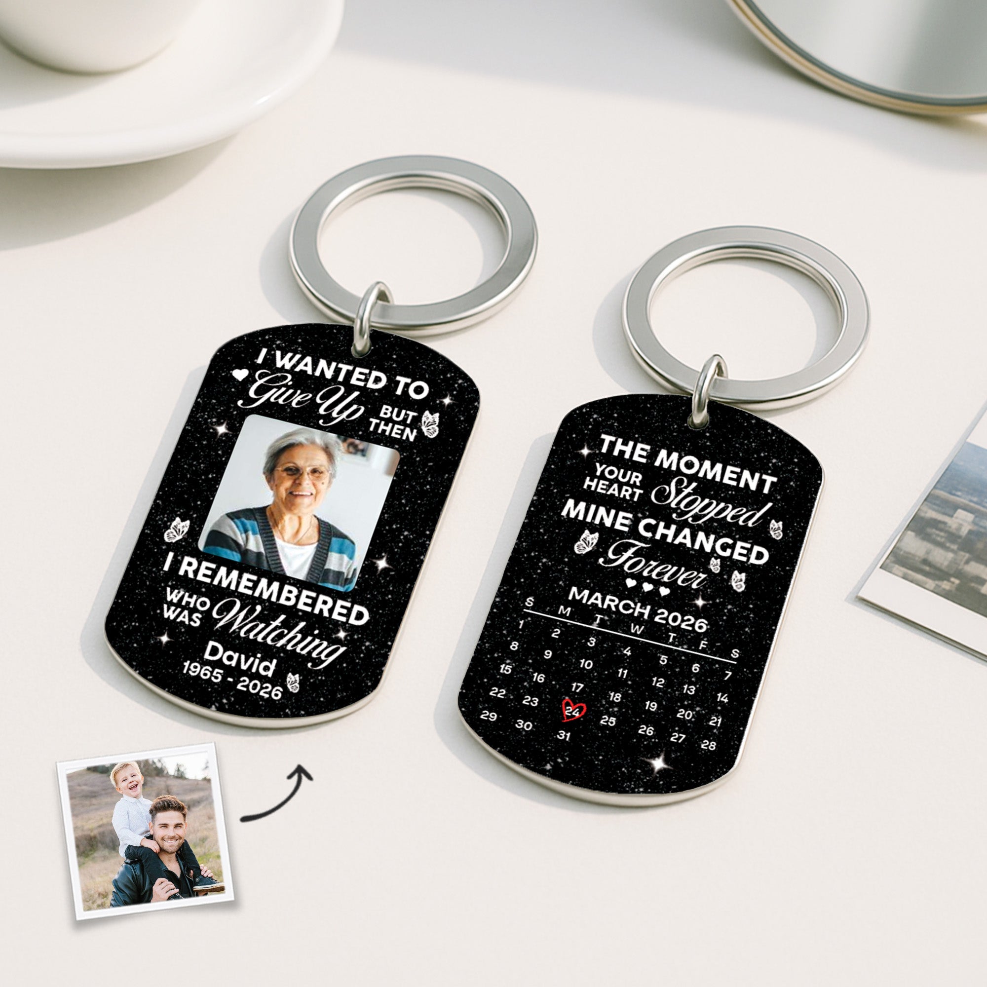 8298AUS2 photo pocket hug personalized memorial gifts for loss of momdad 8298ajpba