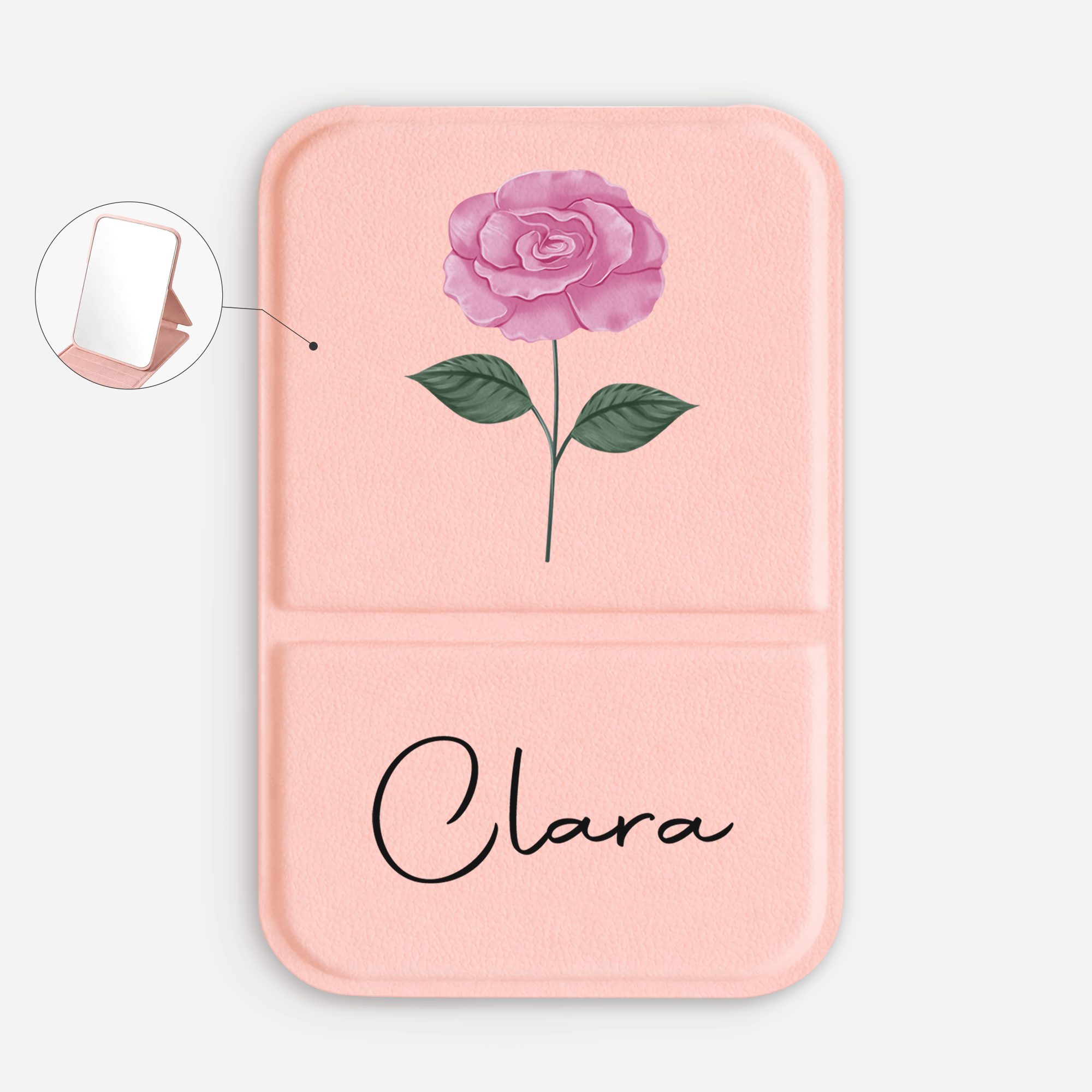 8310AUS1 compact mirror with name  flower personalized gifts for her 8310ajsf5a