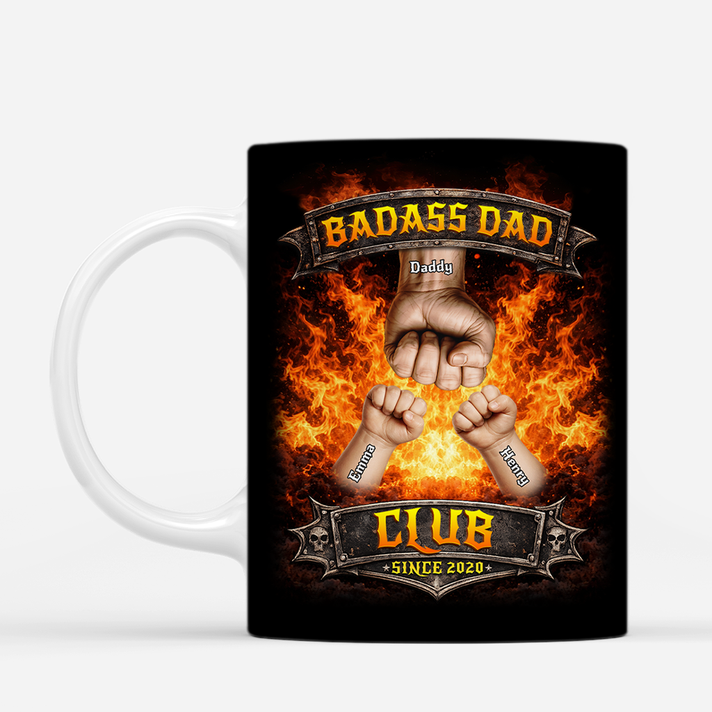 8339MUK2 personalised badass dads club coffee mug for fathers day 8339msqhb
