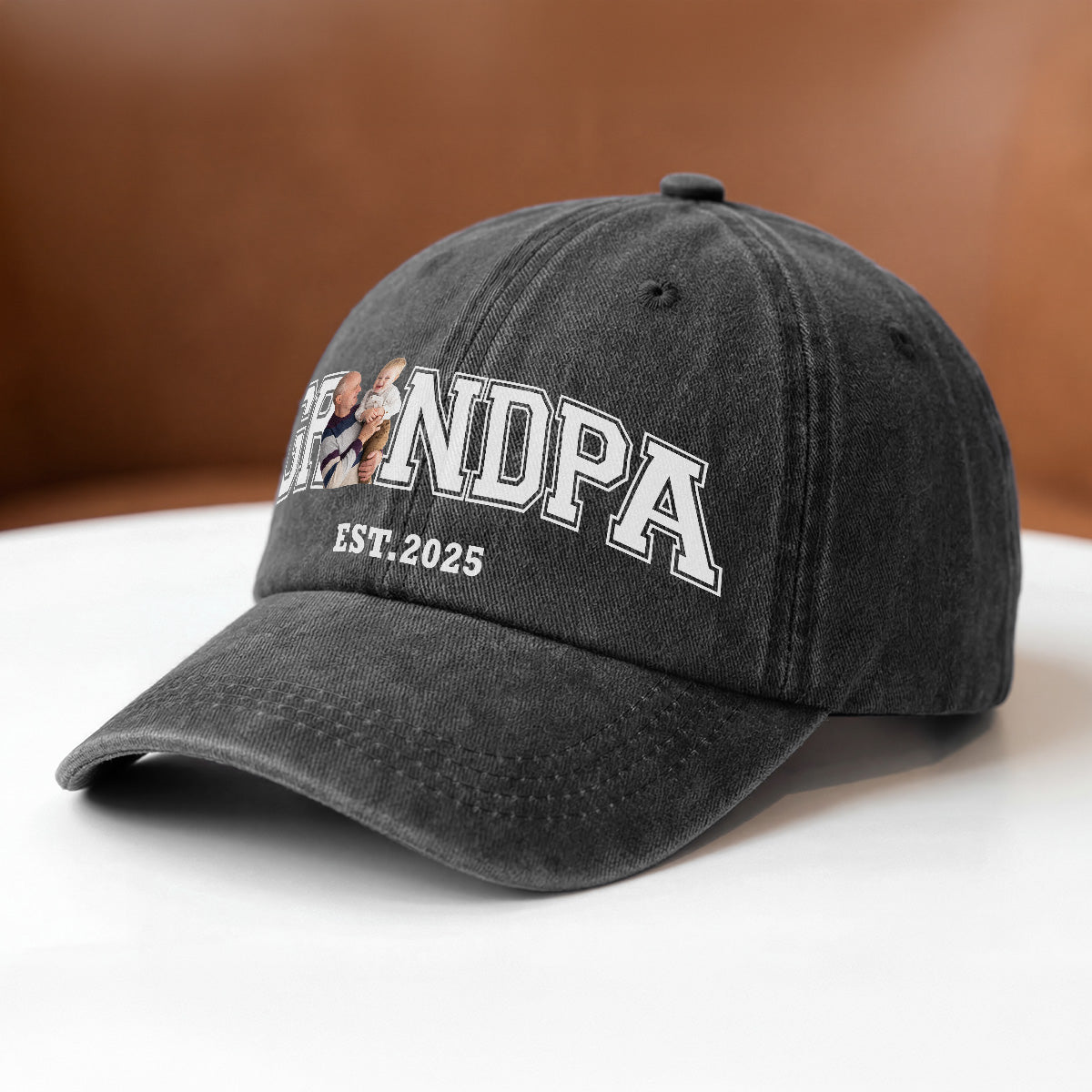 8347AUS2 custom washed cap _with photo fathers day gift for dadgrandpa 8347aj3qza