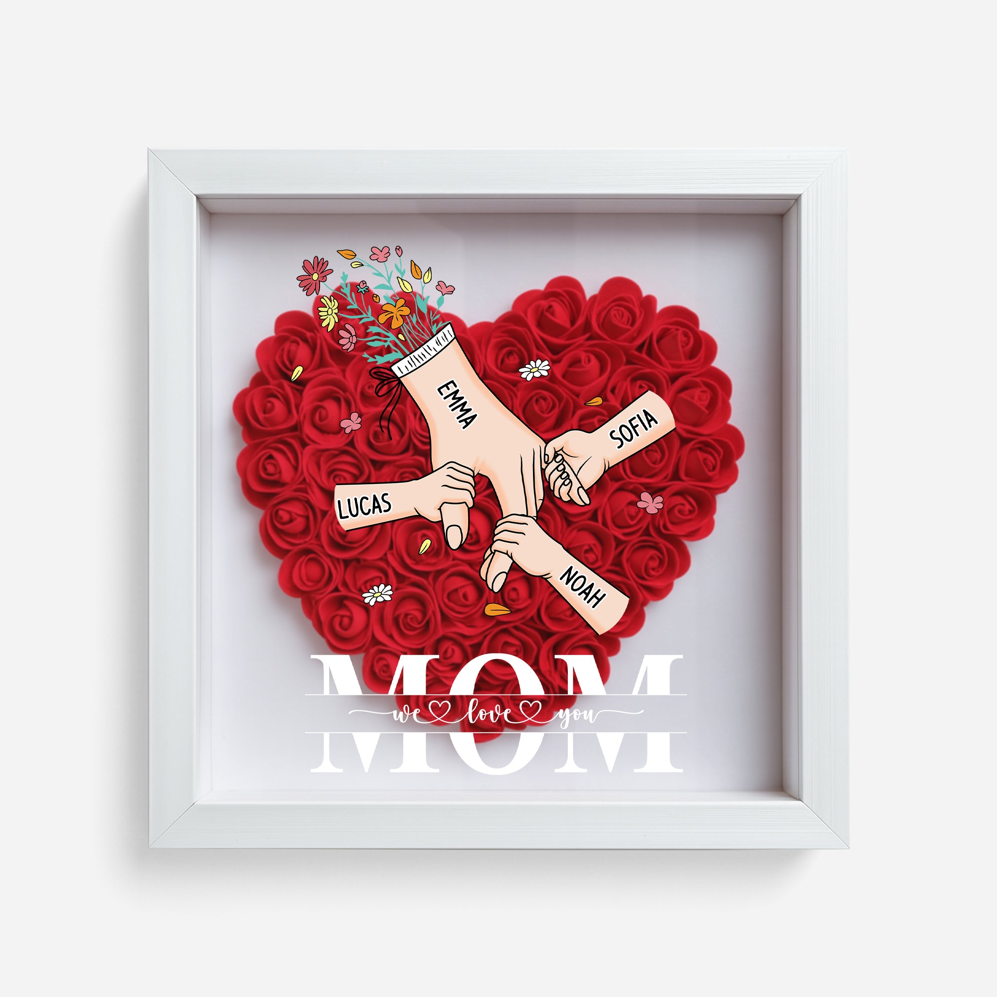 8391OUS1 mom we love you flower shadow box personalized gift for momgrandma 8391o6p5a