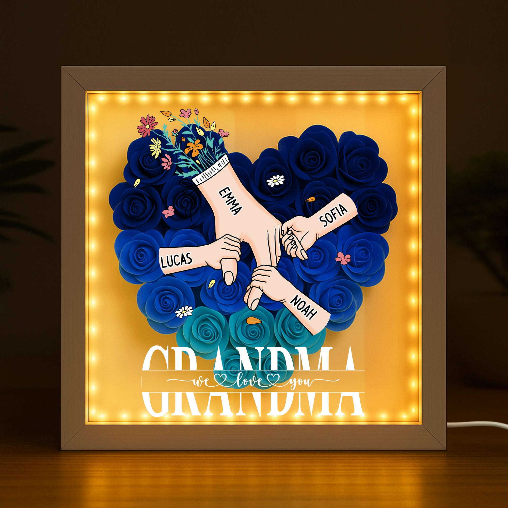 8391OUS2 mom we love you flower shadow box personalized gift for momgrandma 8391o6p5a