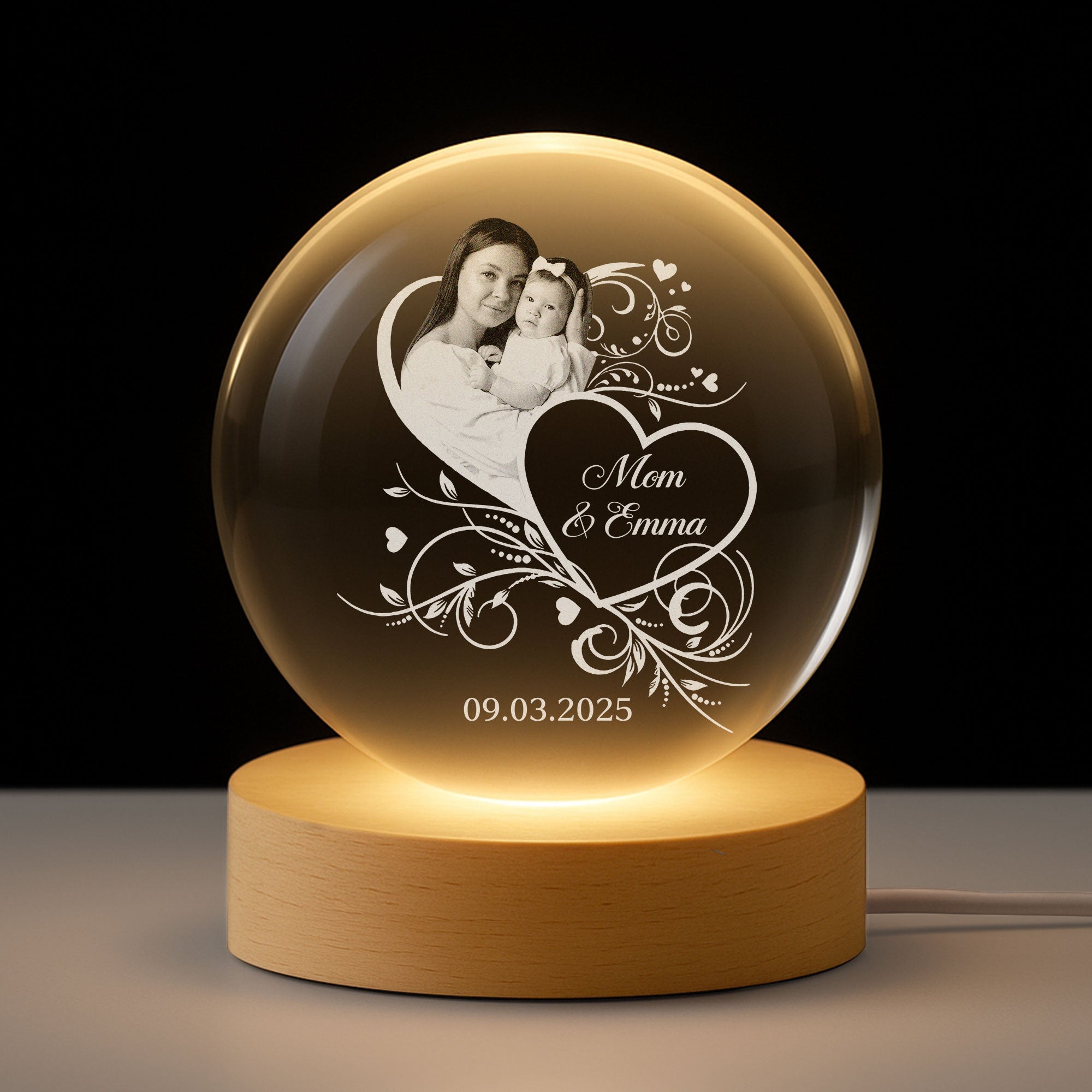 8405LUS1 personalized crystal ball lamp with picture photo gifts for momdad 8405laqla