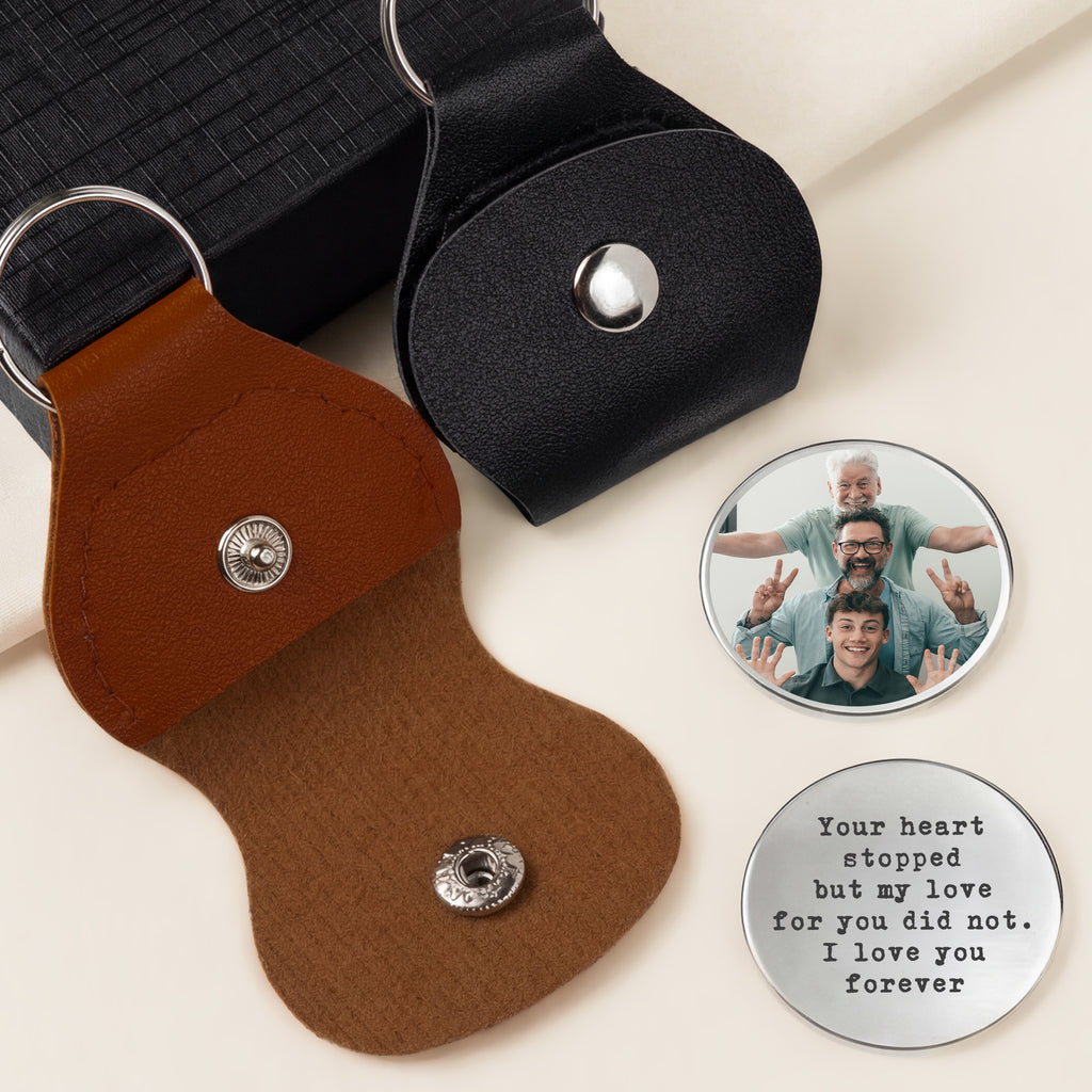 8409AUK2 personalised photo memorial pocket hug with leather case for loss of mumdad 8409ajtlna