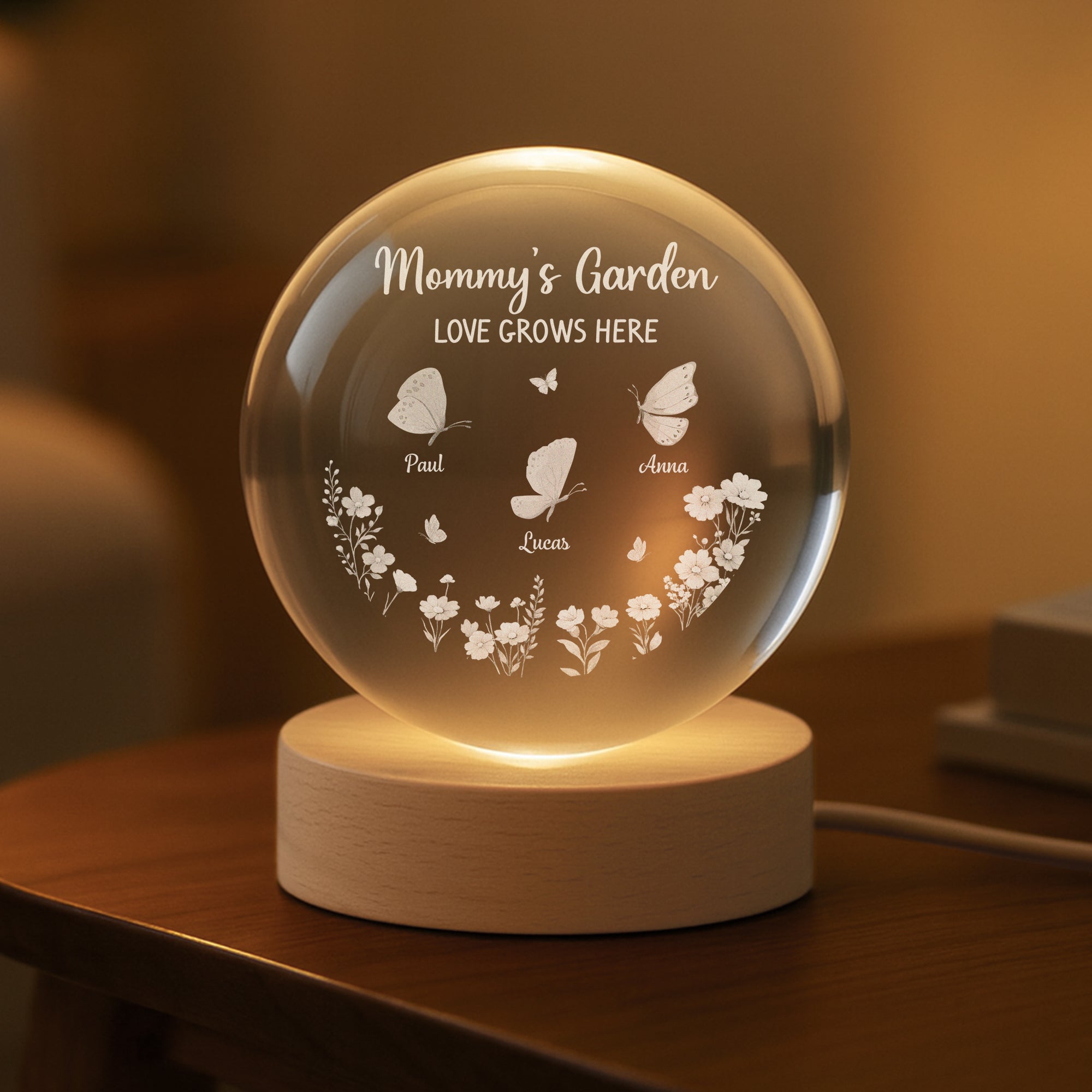 8445LUS2 custom crystal ball lamp momgrandmas garden love grows here 8445lsqca
