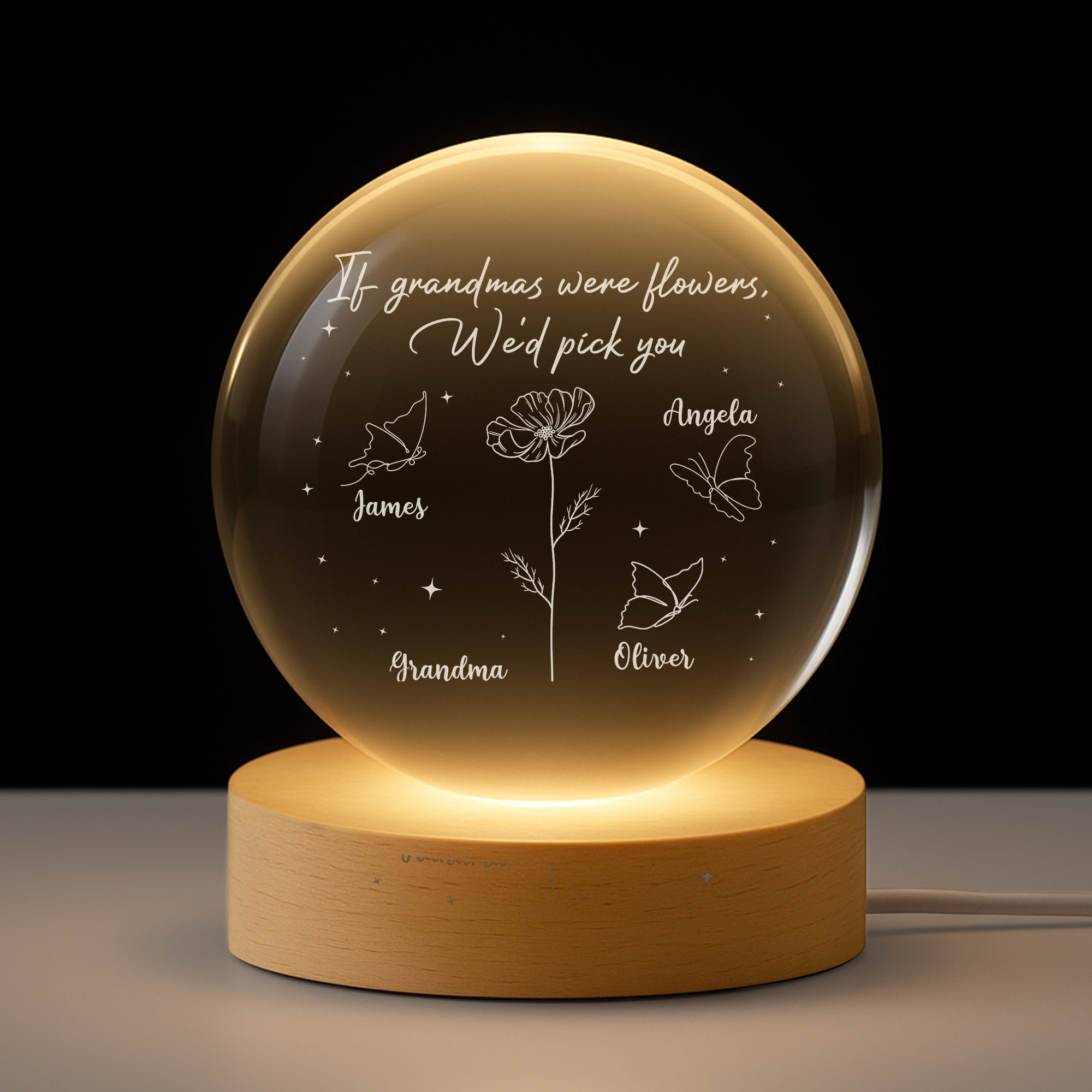 8446LUS1 if mothers were flowers crystal ball lamp custom gifts for momgrandma 8446lsena