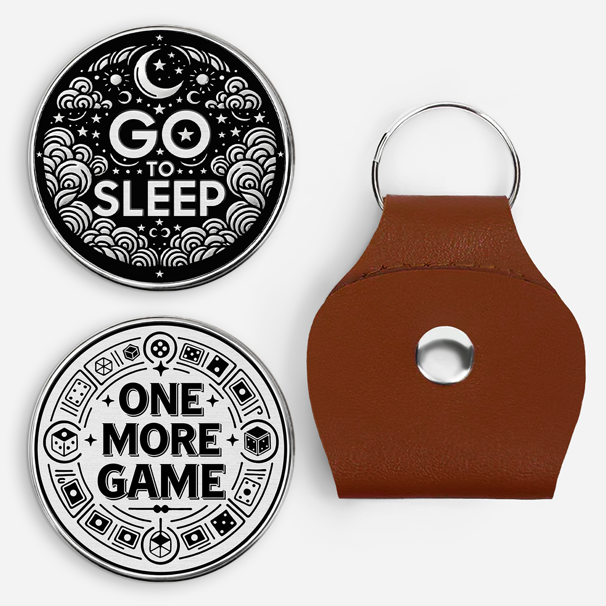 8453AUS1 custom decision coin_ flip pocket hug token with leather case 8453ajsehm