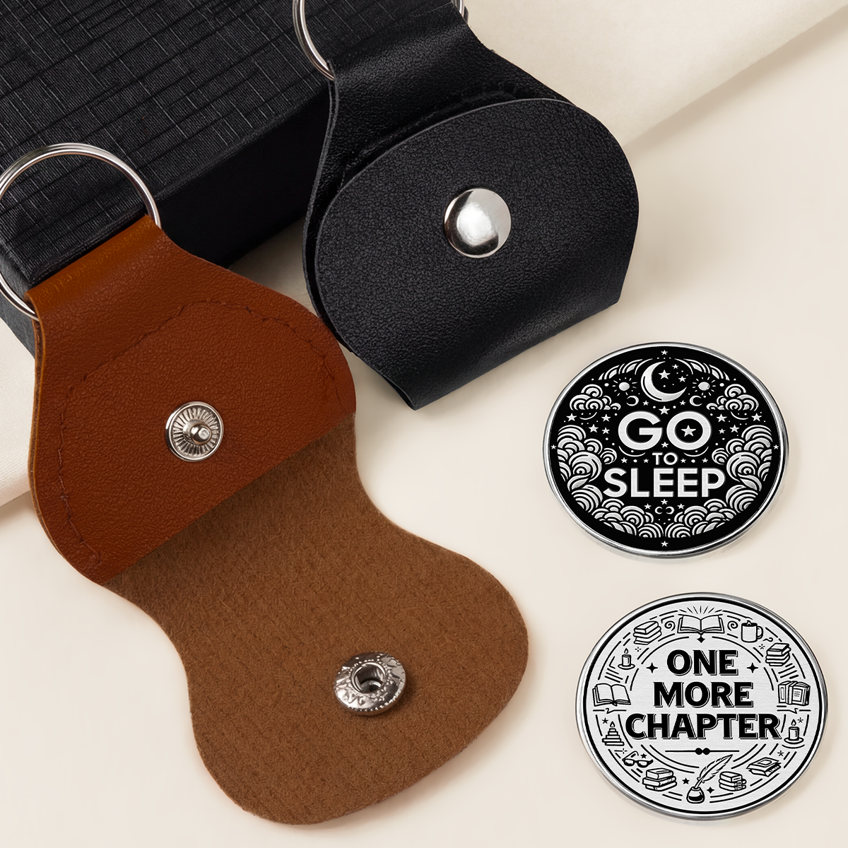 8453AUS2 custom decision coin_ flip pocket hug token with leather case 8453ajsehm