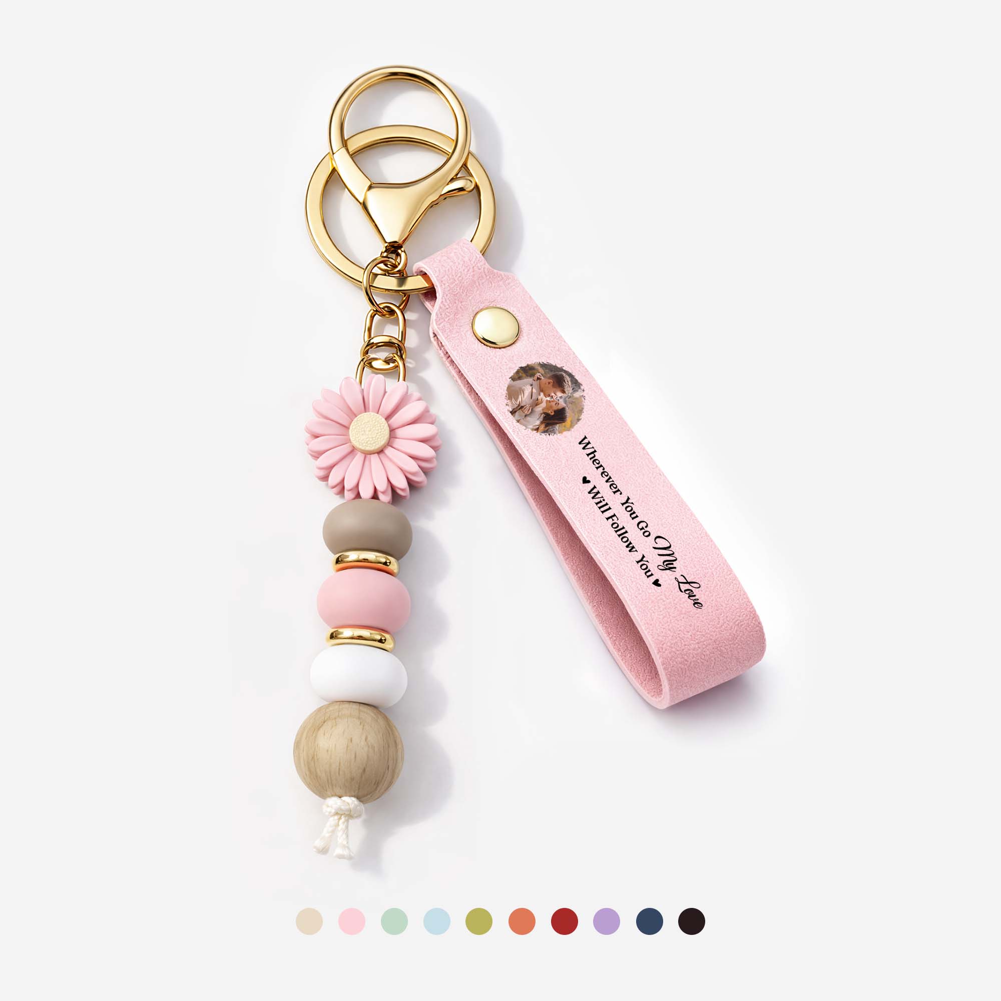 8540MUS1 daisy beaded keychain with photo personalized gifts for couples 8540mjsvcg_4