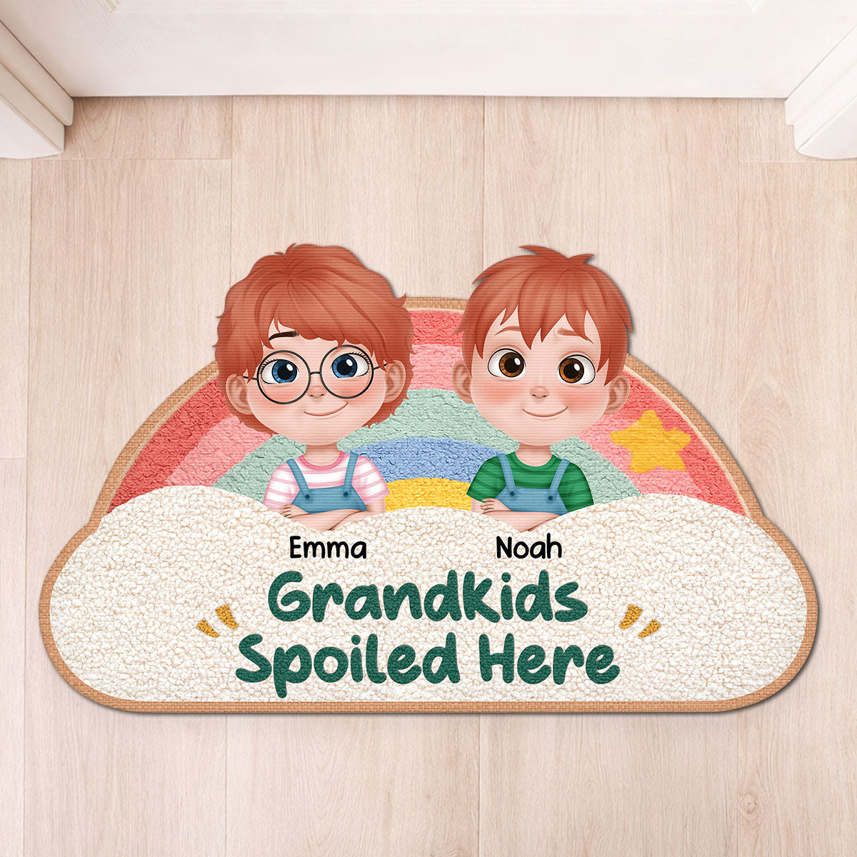 8554AUS1 grandkids spoiled here custom shaped doormat gifts for grandma and grandpa 8554adtkla