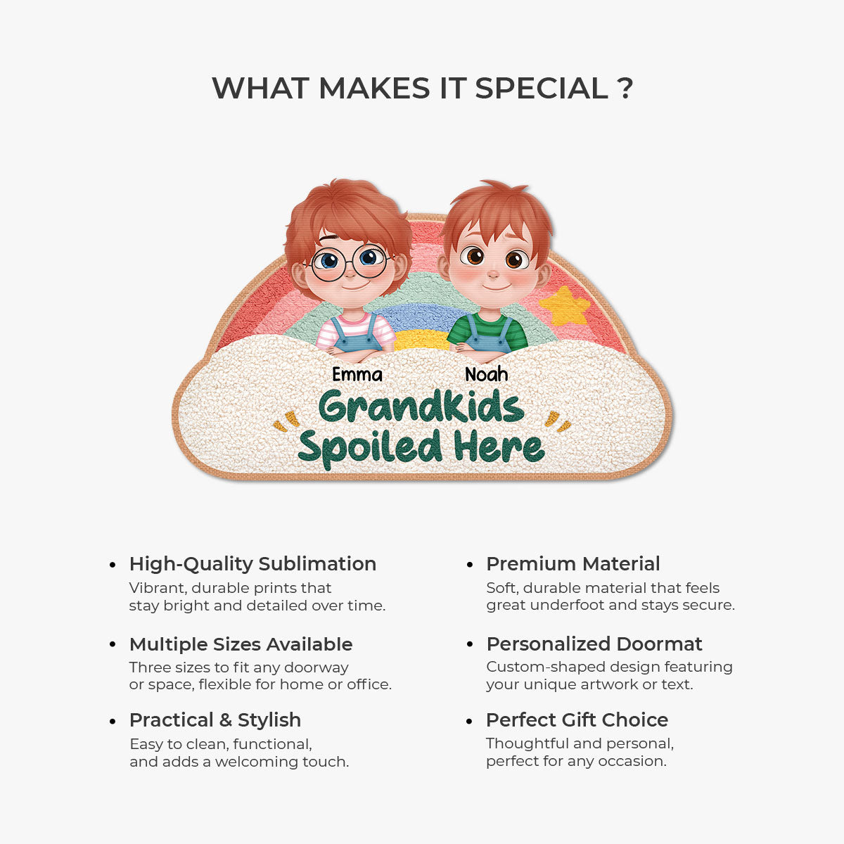 8554AUS6 grandkids spoiled here custom shaped doormat gifts for grandma and grandpa 8554adtkla