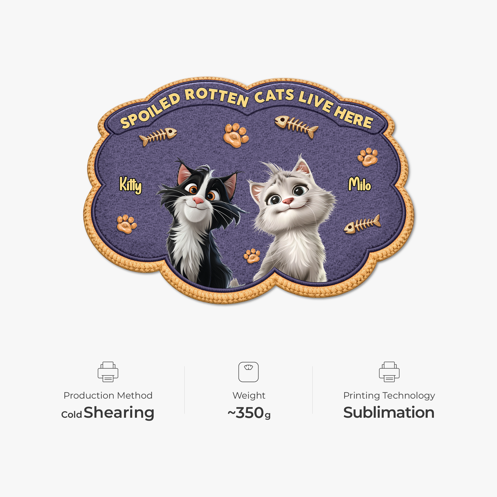 8558AUS1 custom shaped doormat spoiled rotten cats live here 8558adavrd_5