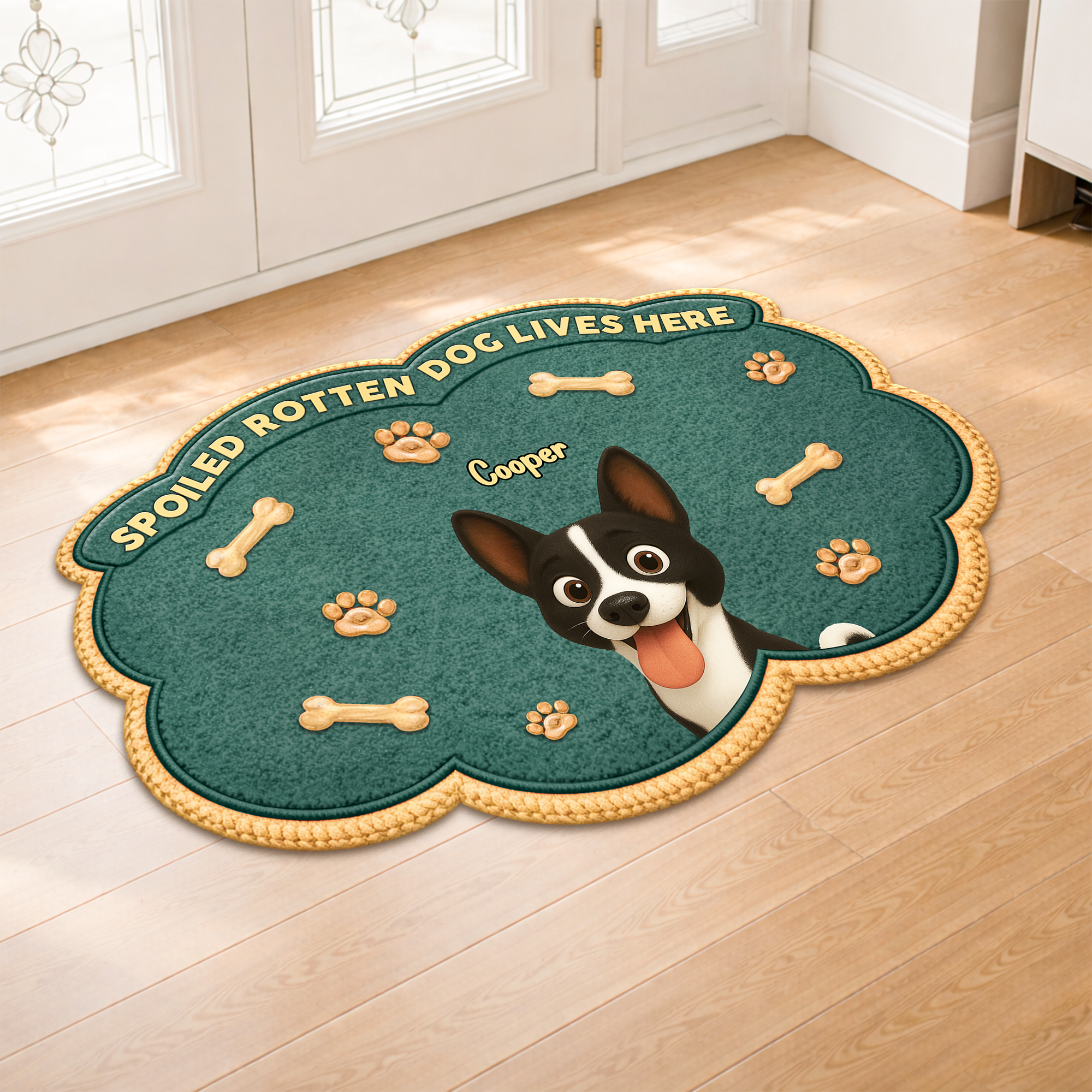 8558AUS1 custom shaped doormat spoiled rotten dogs live here 8558adavrc_3