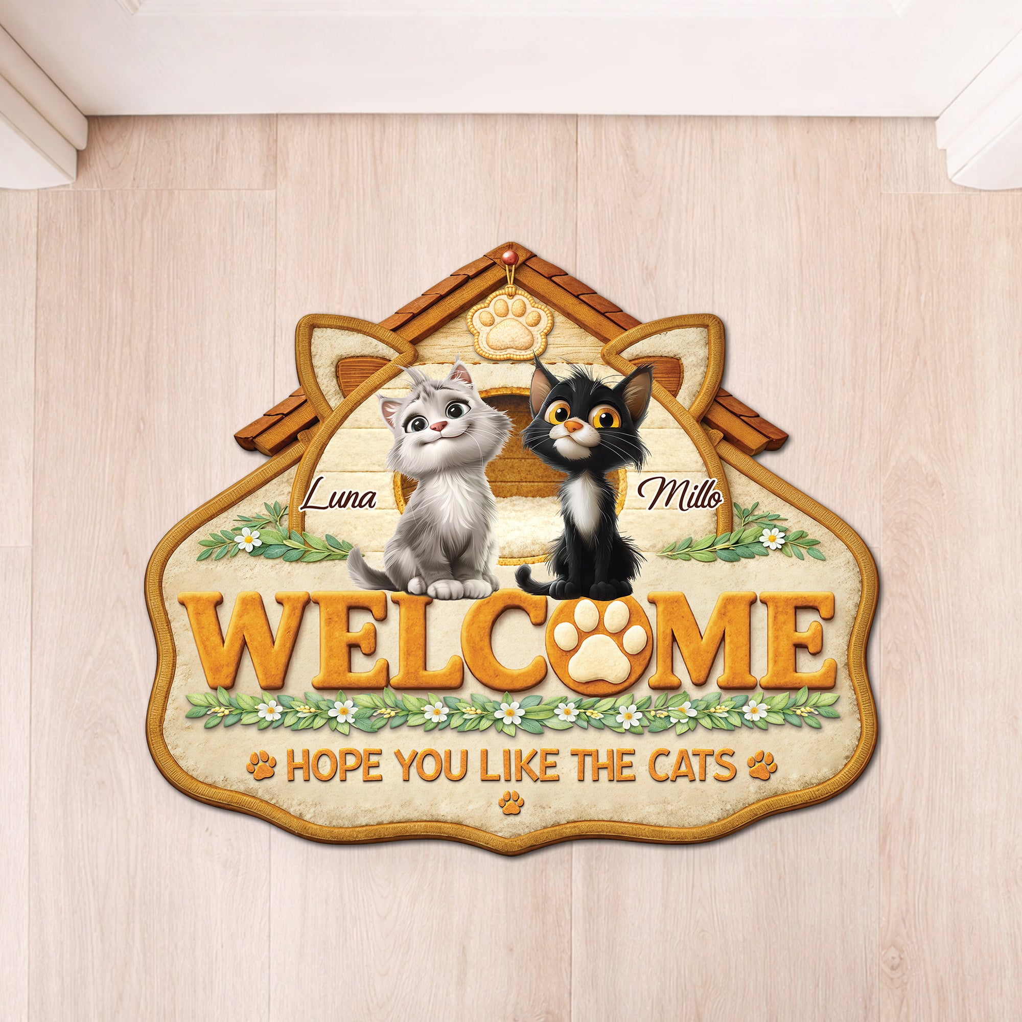 8561AUK1 personalised hope you like cats custom shaped doormat 8561adalmd