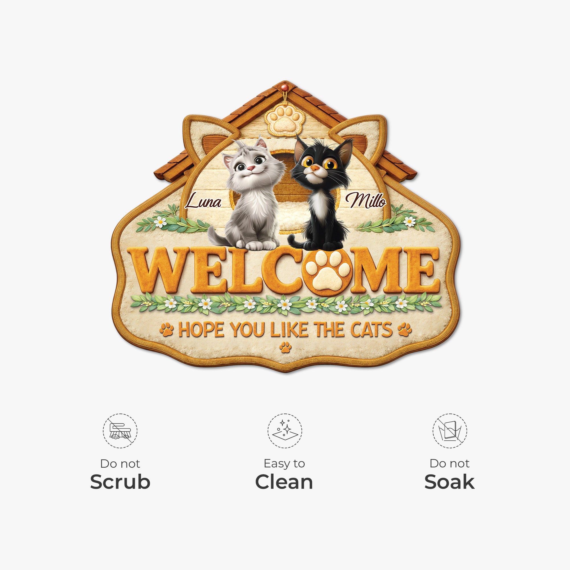 8561AUK5 personalised hope you like cats custom shaped doormat 8561adalmd