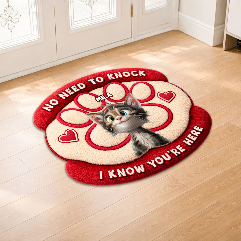 8564AUS1 no need to knock cat doormat_ custom shaped doormat for cat lovers 8564adavwd_4
