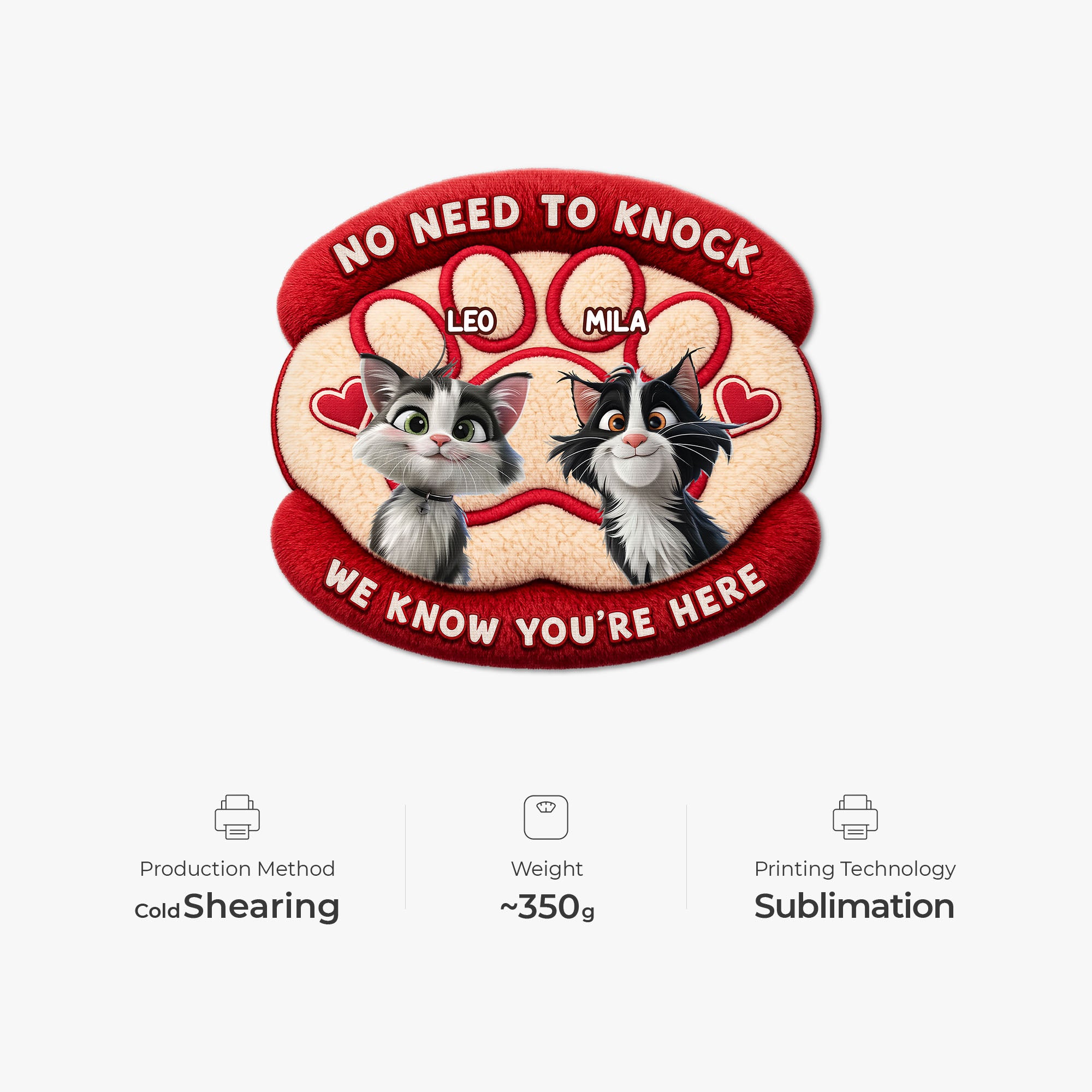 8564AUS1 no need to knock cat doormat_ custom shaped doormat for cat lovers 8564adavwd_6