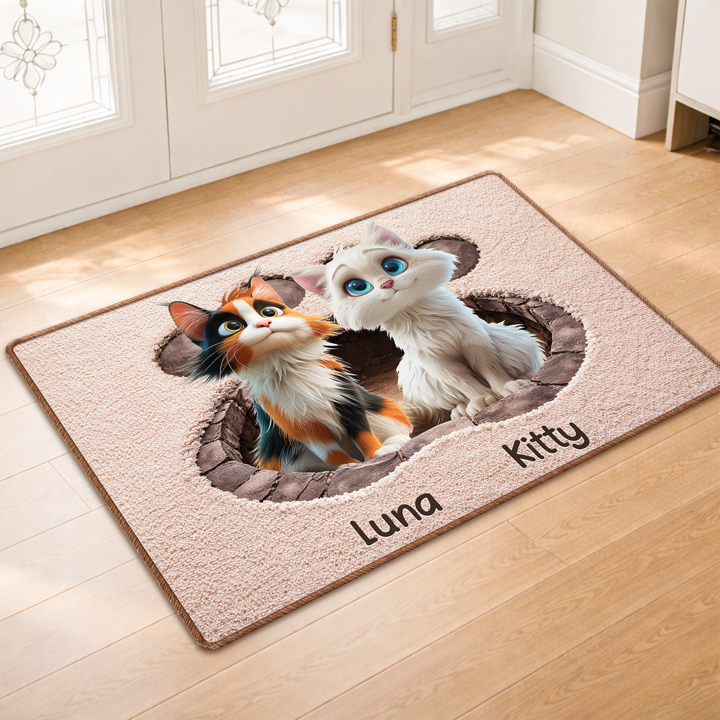 8565AUS2 3d printing effect custom shaped doormat gifts for cat lovers 8565adsfnd