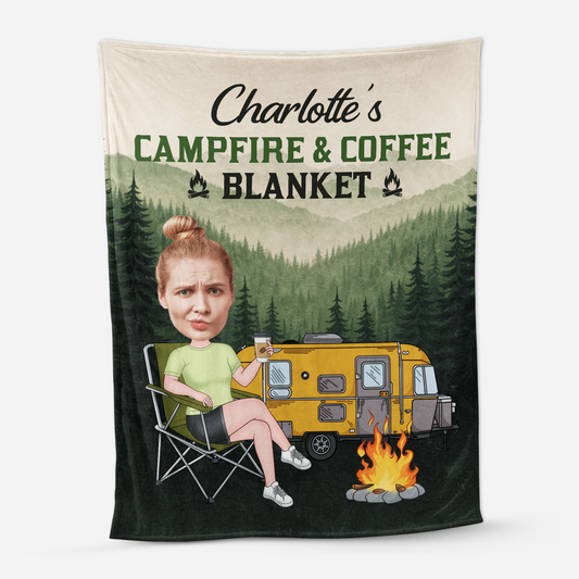 8570BUS1 campfire and coffee fleece blanket custom camping gifts for himher 8570btf5a