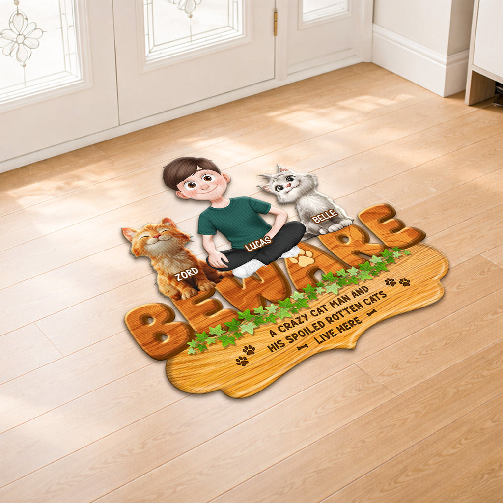 8573AUS2 custom shaped doormat a crazy cat lady and her cats live here 8573adafbd