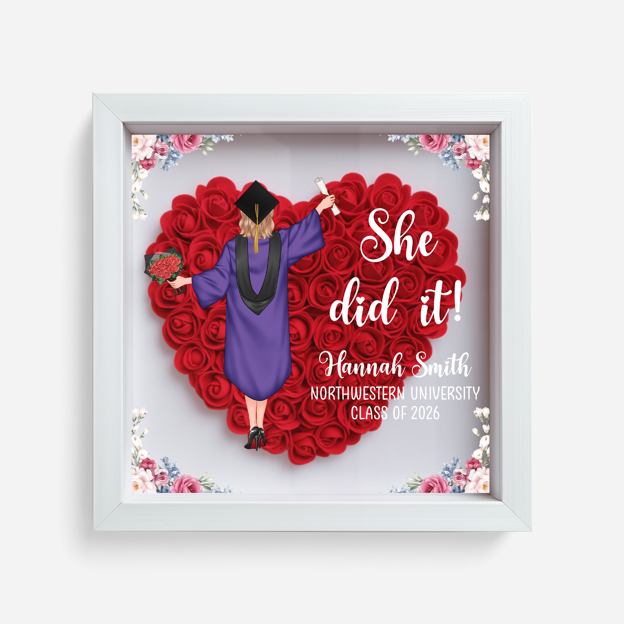 8576OUS1 she did it flower shadow box personalized graduation gifts for her 8576oaezs