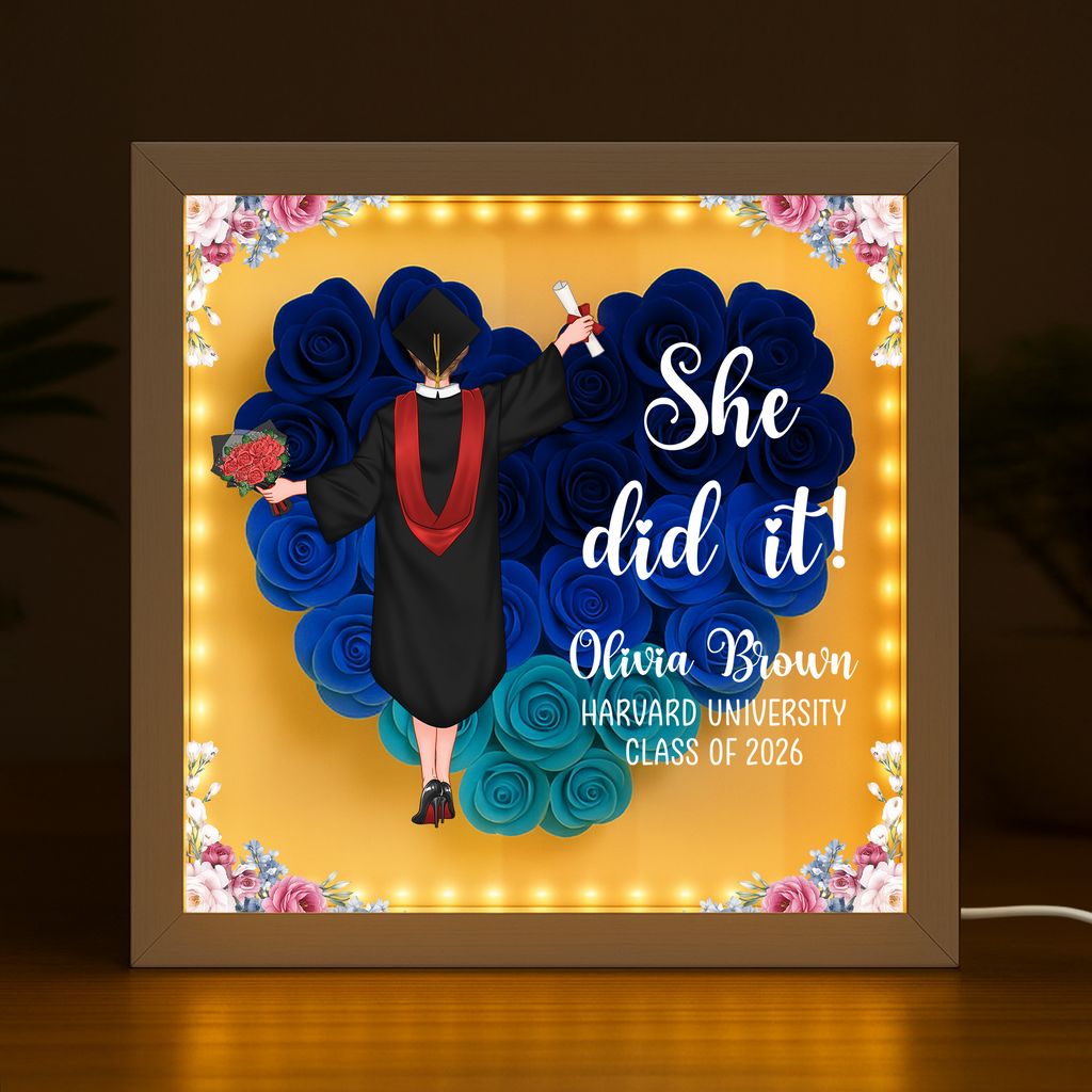 8576OUS2 she did it flower shadow box personalized graduation gifts for her 8576oaezs