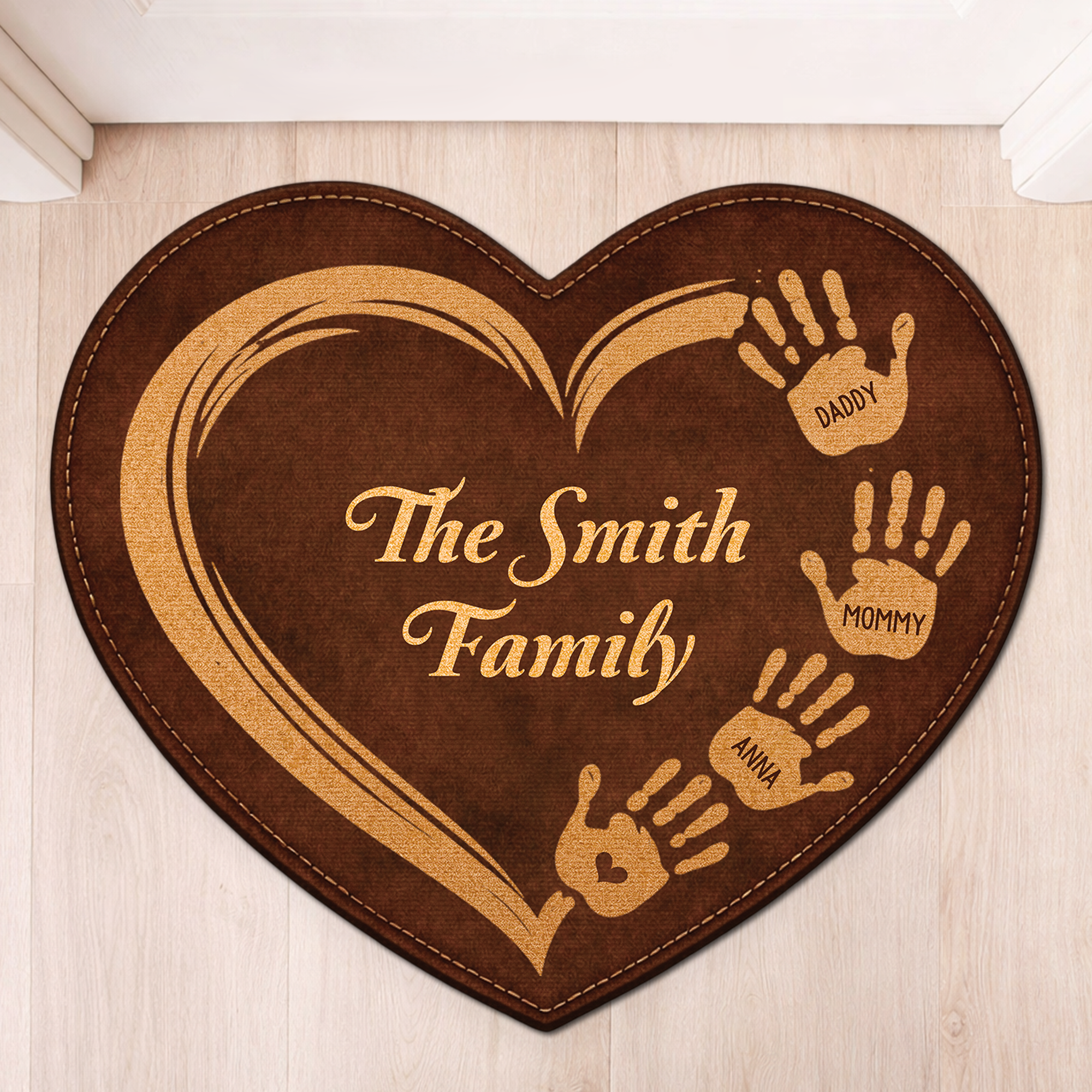 8577AUS1 3d printing effect heart shaped doormat personalized family gifts 8577adncwi