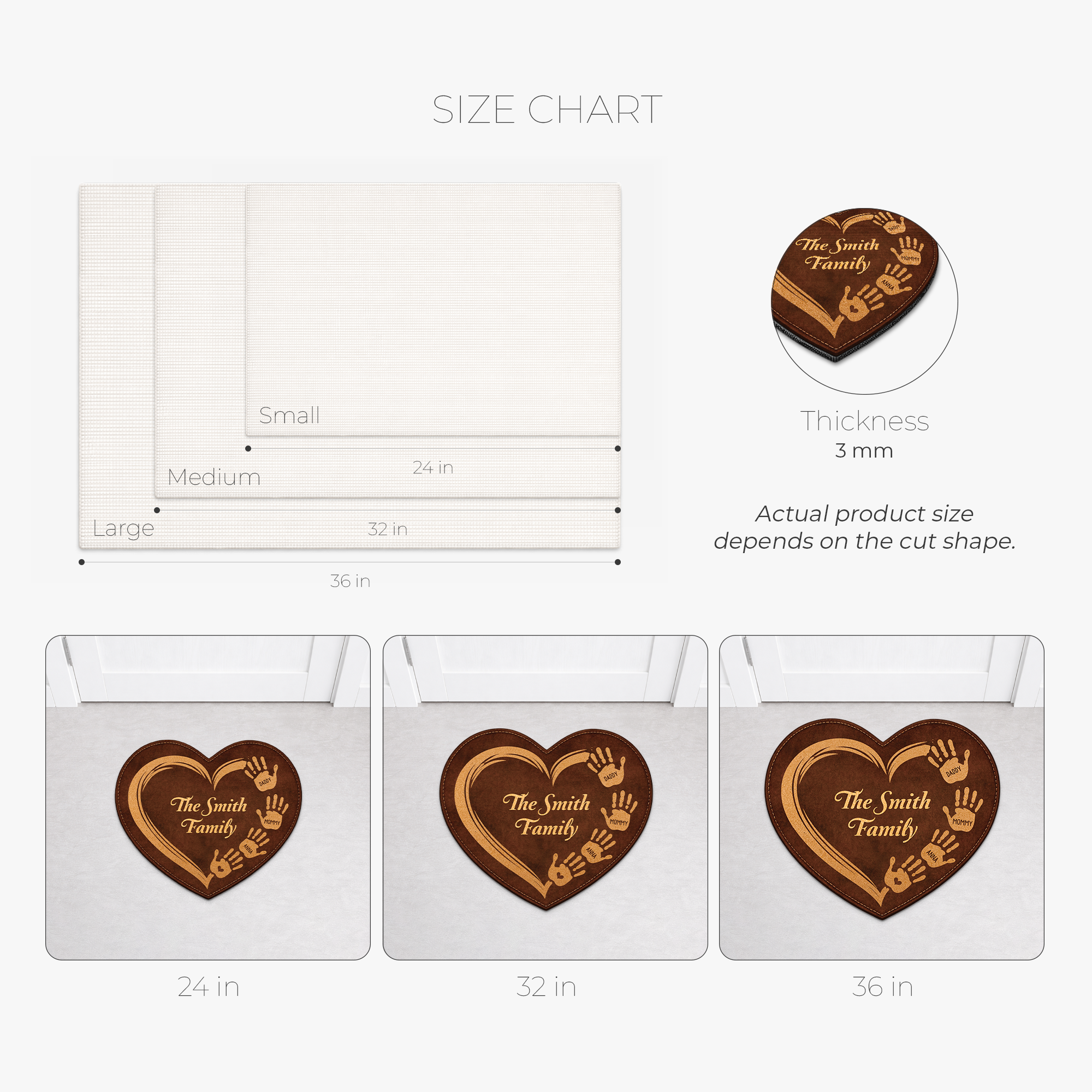 8577AUS3 3d printing effect heart shaped doormat personalized family gifts 8577adncwi