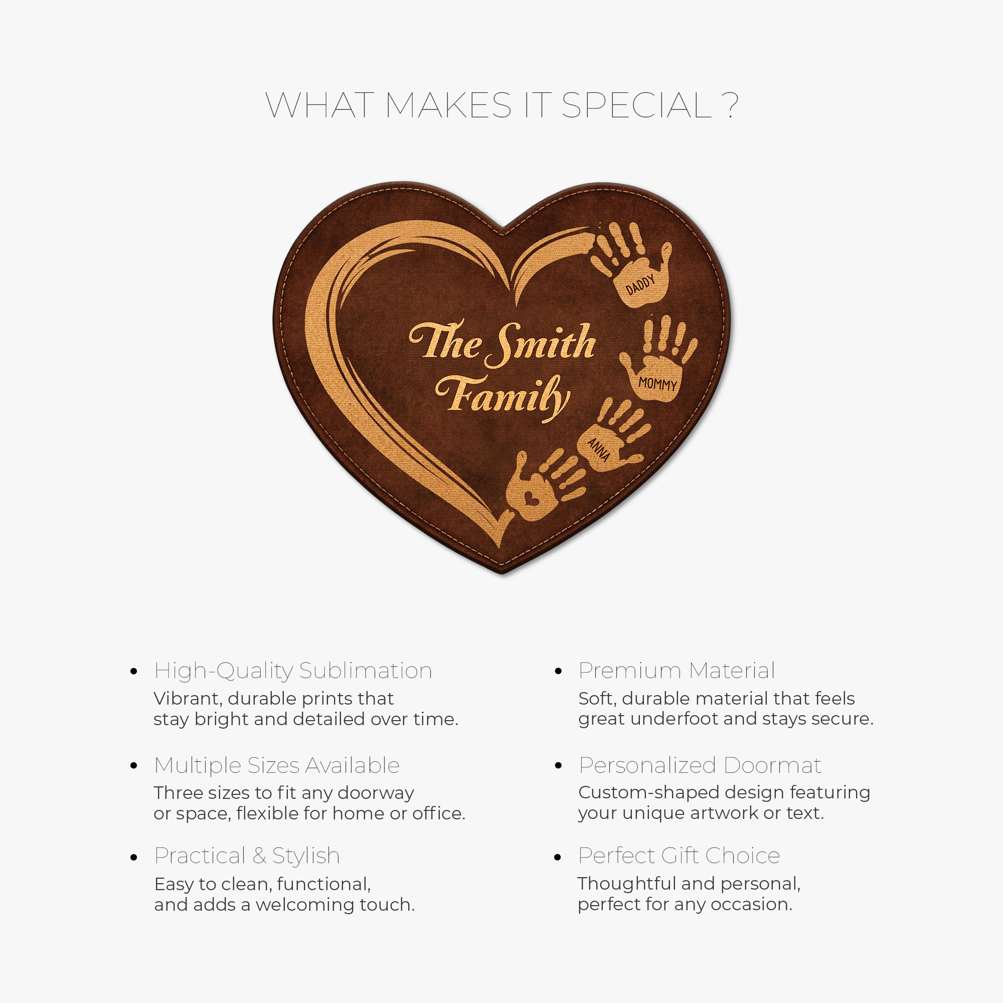 8577AUS6 3d printing effect heart shaped doormat personalized family gifts 8577adncwi